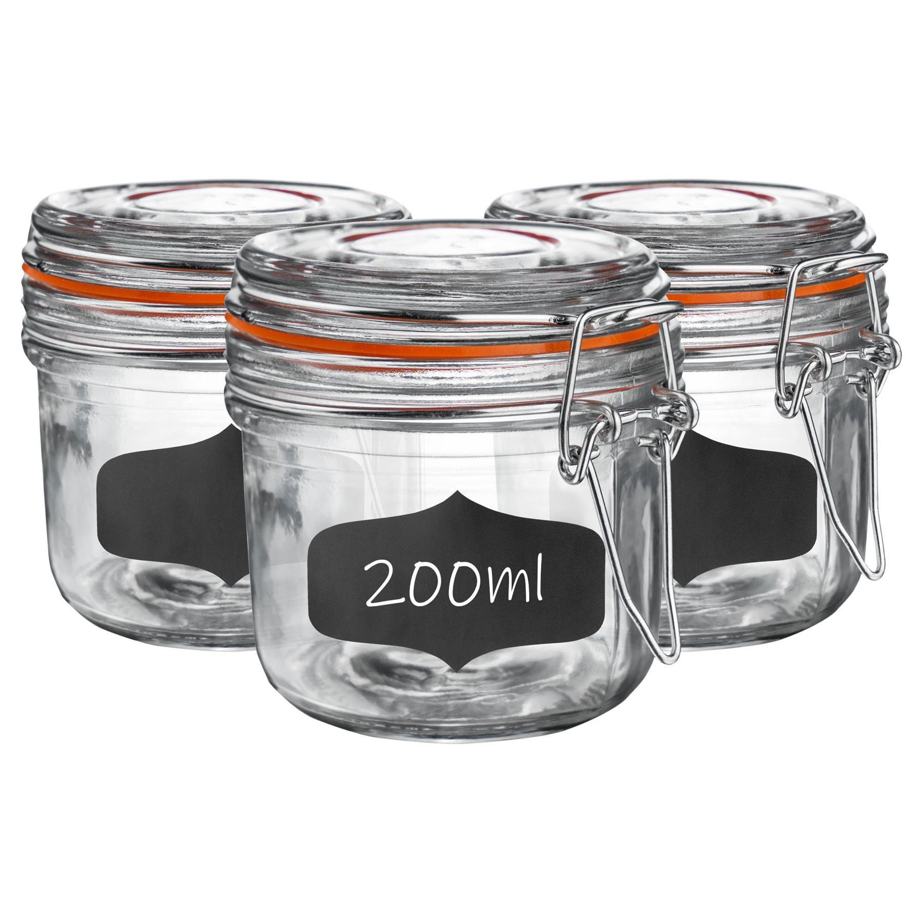 Glass Storage Jars Airtight Clip Top Lid Food Preserve Preserving Jar 200ml x6 - Picture 14 of 27