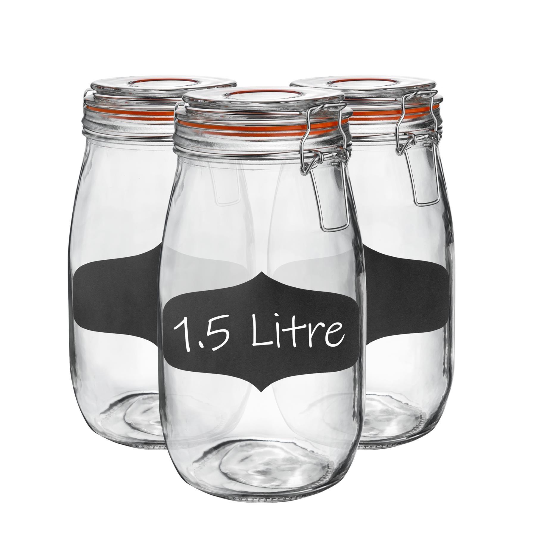 Glass Storage Jars Airtight Clip Top Lid Food Preserve Preserving Jar 1.5L x3 - Picture 14 of 27
