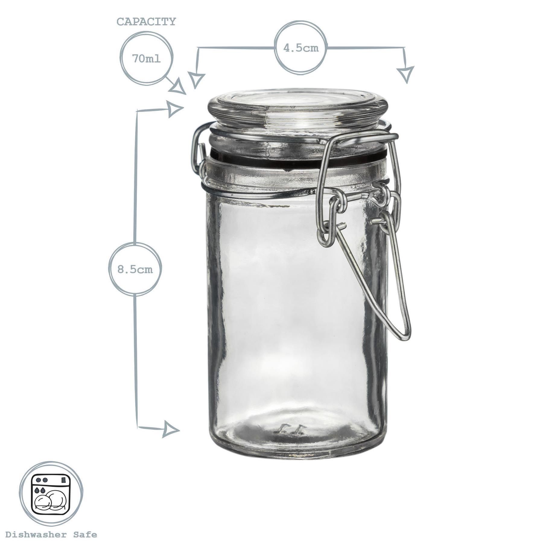 Glass Storage Jars Airtight Clip Top Lid Food Preserve Preserving Jar 70ml x6 - Picture 9 of 27