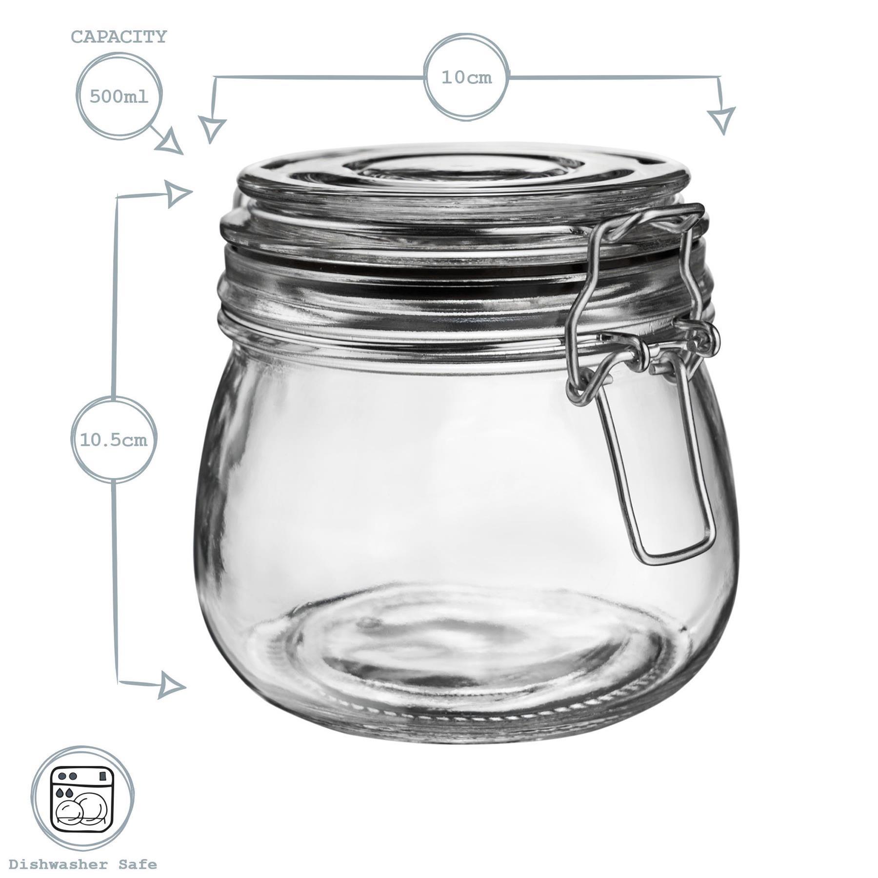 Glass Storage Jars Airtight Clip Top Lid Food Preserve Preserving Jar 500ml x3 - Picture 16 of 27