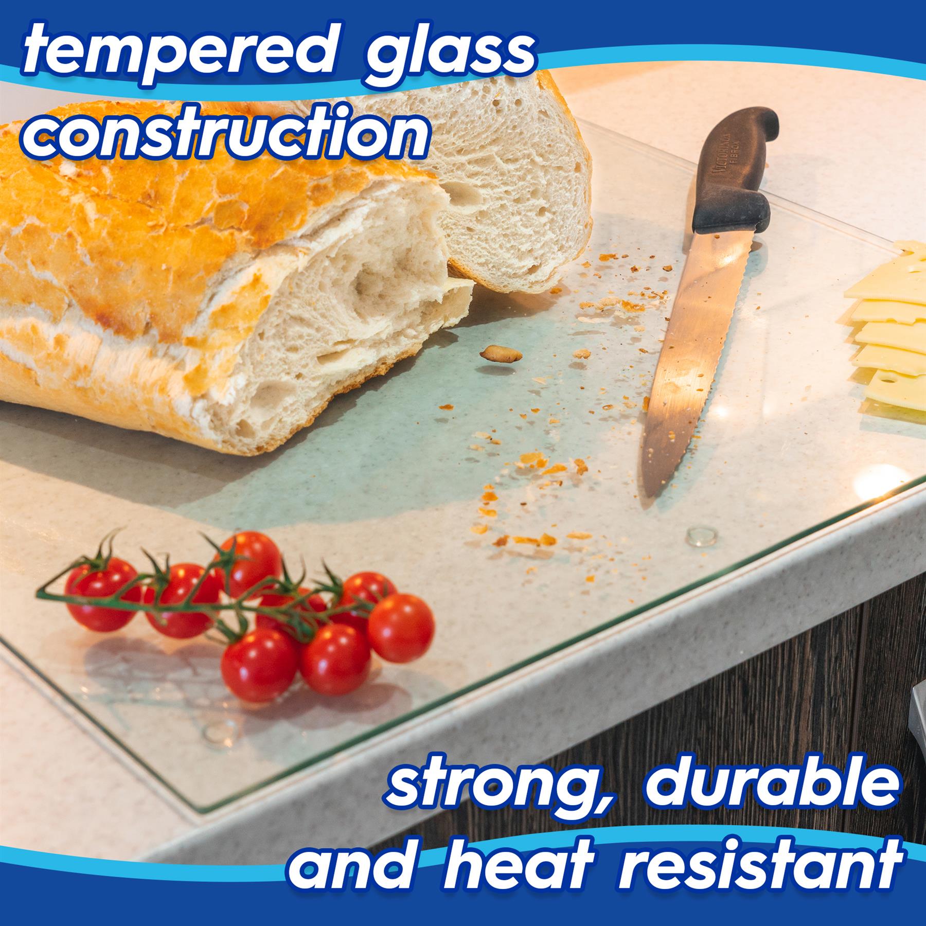 Rectangle Glass Chopping Board 50cm x 40cm Kitchen Worktop Saver - Picture 20 of 34