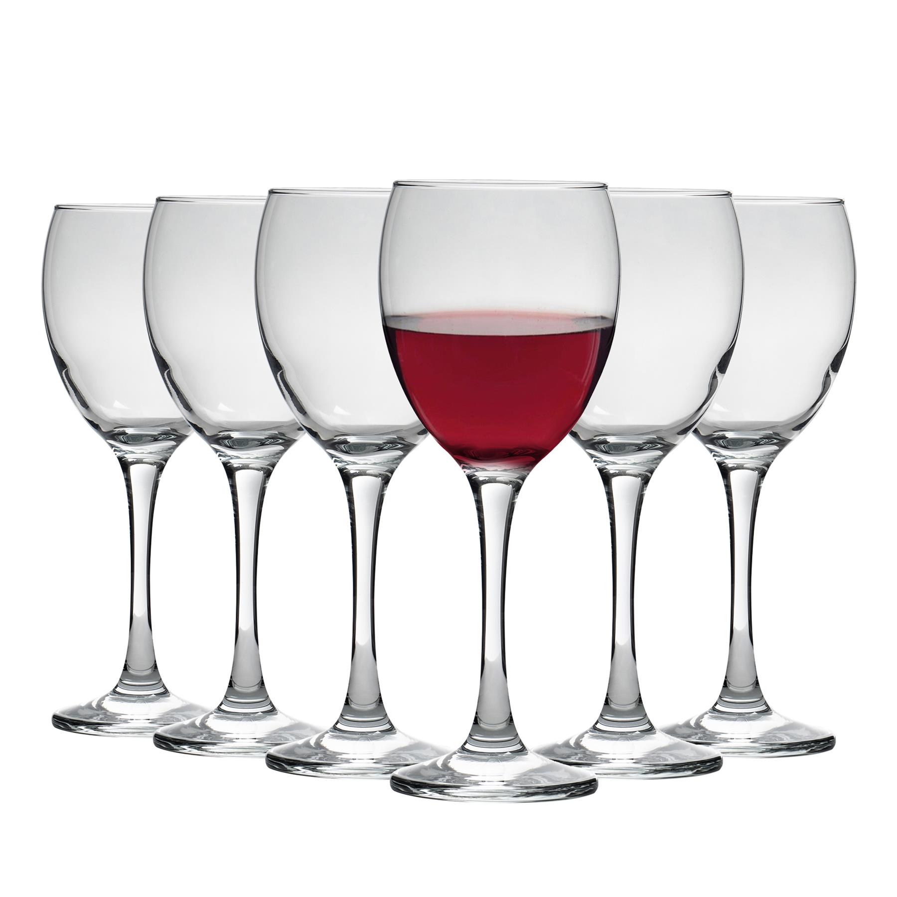 6x LAV Venue Rotweingläser Groß Glas Weiß Rose Langer Stiel Party Set 340ml 8692952056666