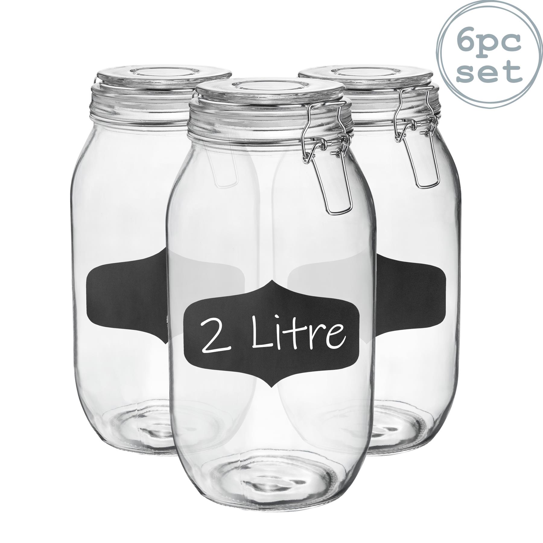 Glass Storage Jars Airtight Clip Top Lid Food Preserve Preserving Jar 2 Litre x6 - Picture 21 of 27