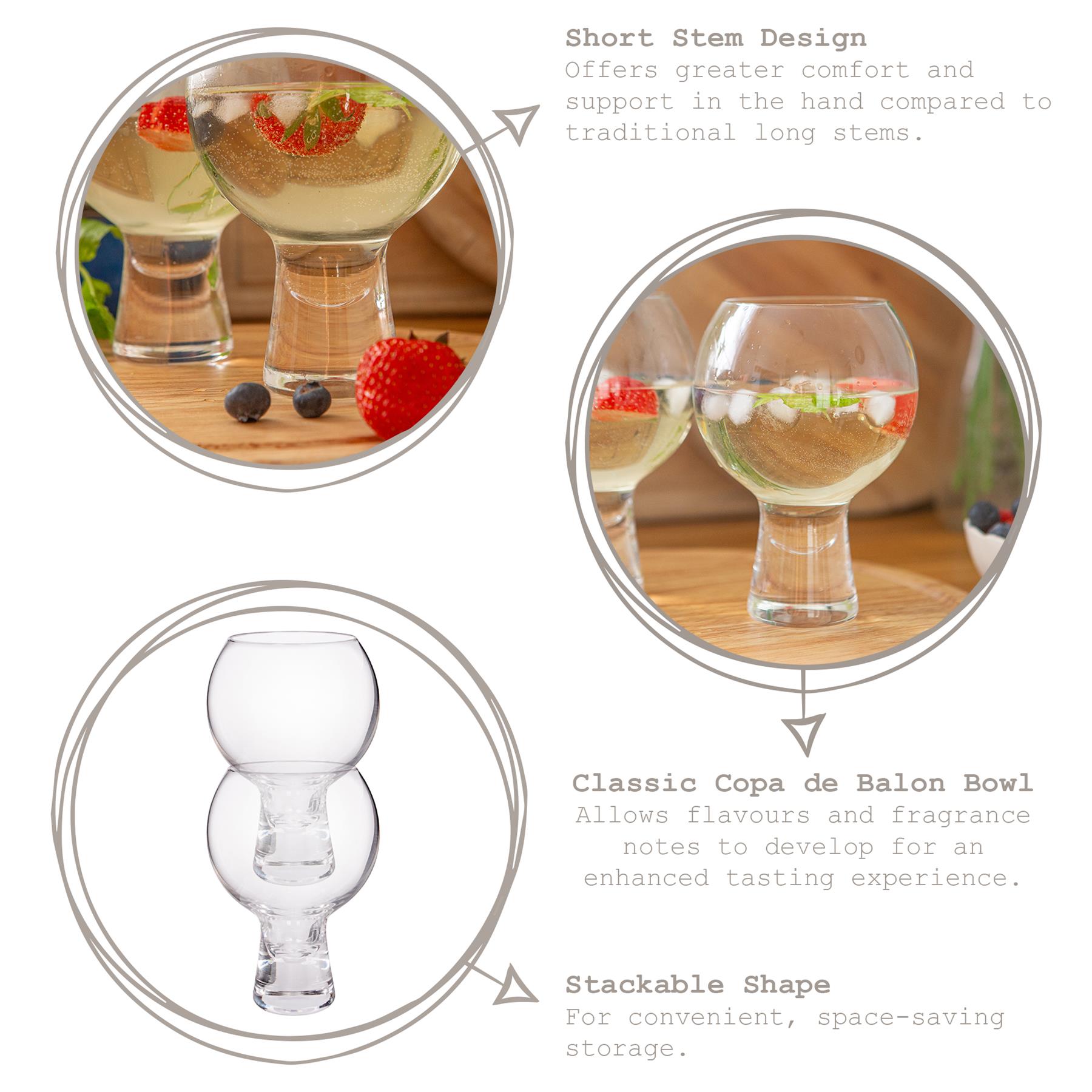 Fishbowl Grote Copa Gin en Tonic Glazen G&T Beker Korte Stempegelballon Kristal Cocktail Glas Vaatwasserbestendig 600ml - Set van 2 (Paar