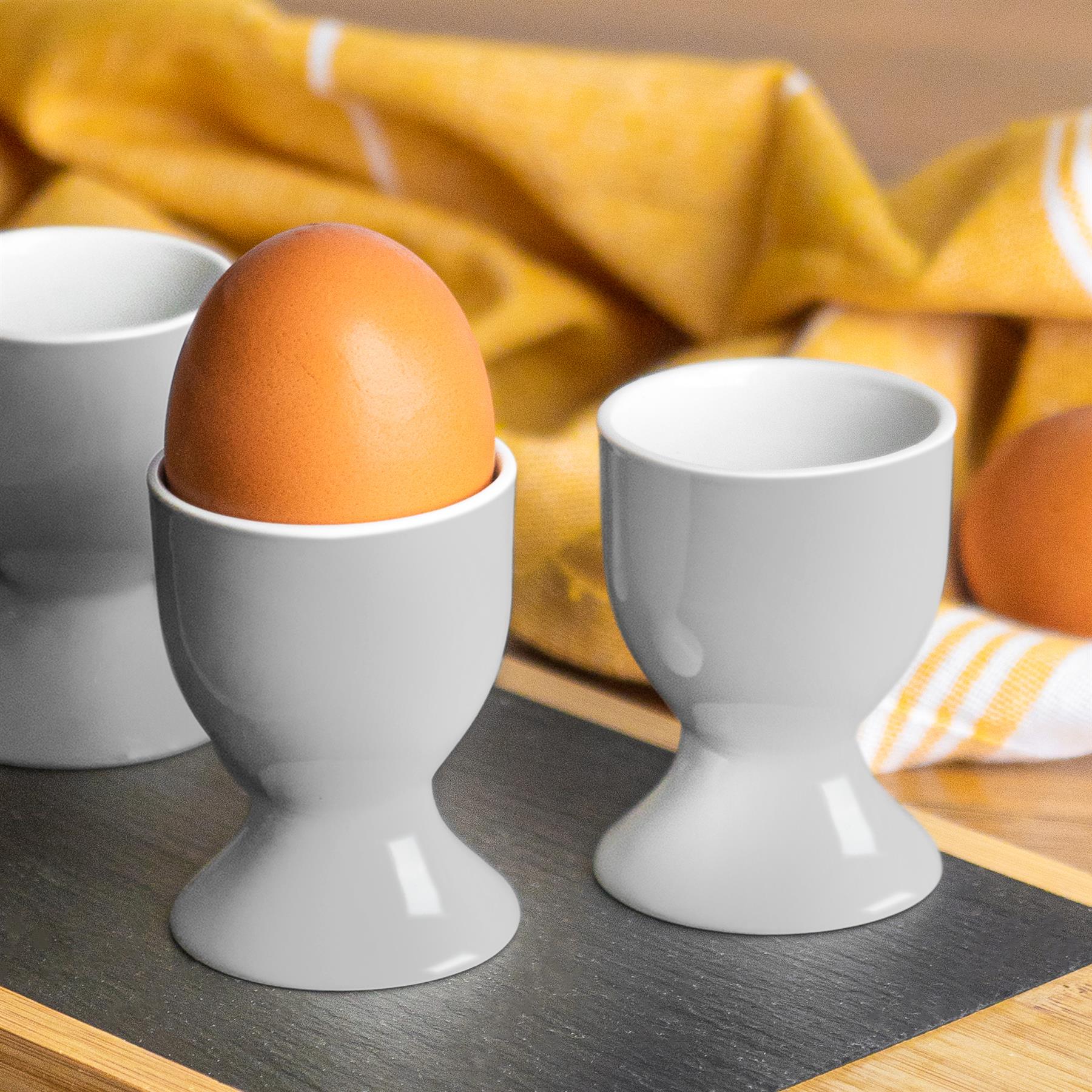 6pc Egg Cup Set Porcelain Breakfast Hard Soft Boiled Eggs Dipping