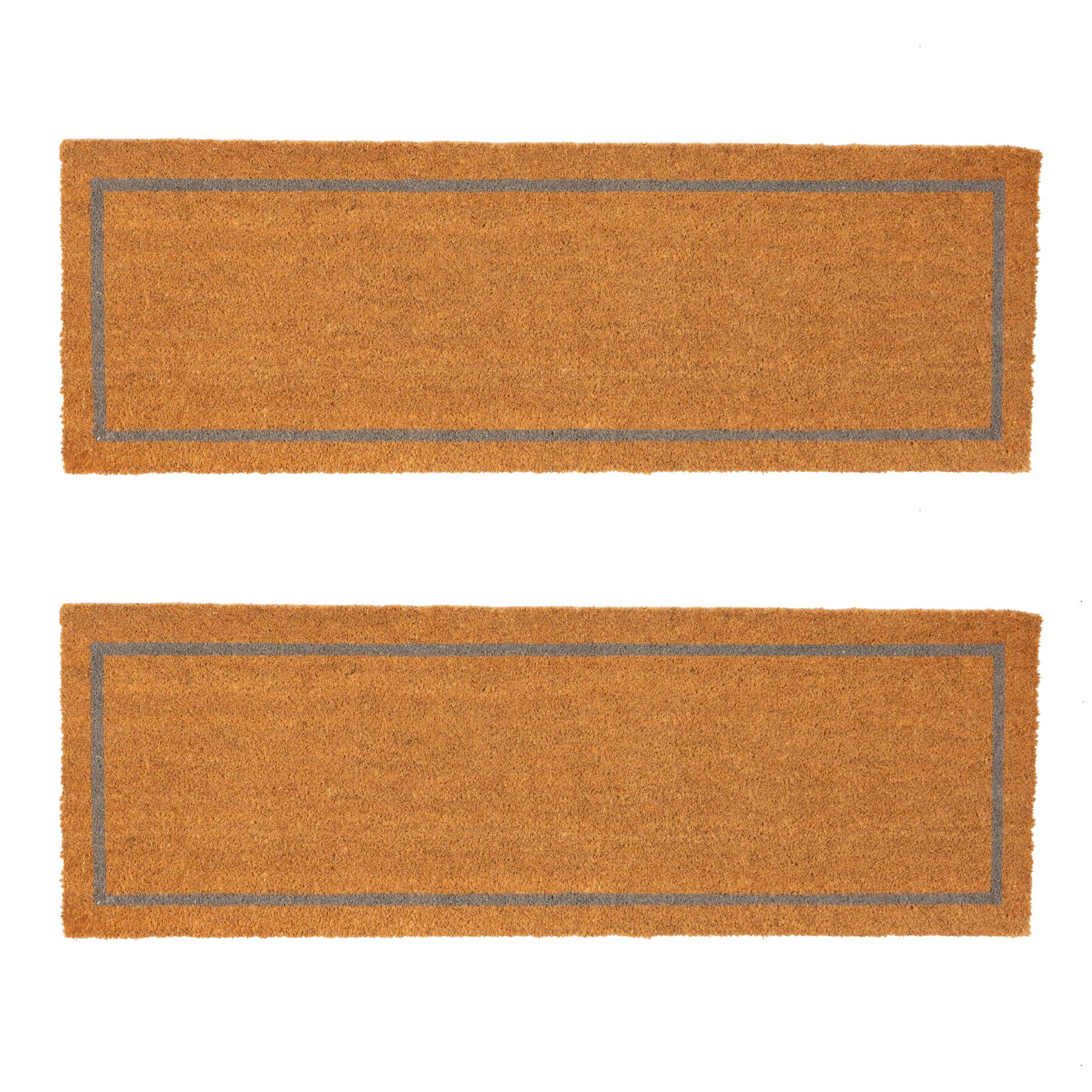 2x Coir Double Door Mats Indoor Outdoor Mats 120 x 40cm Grey