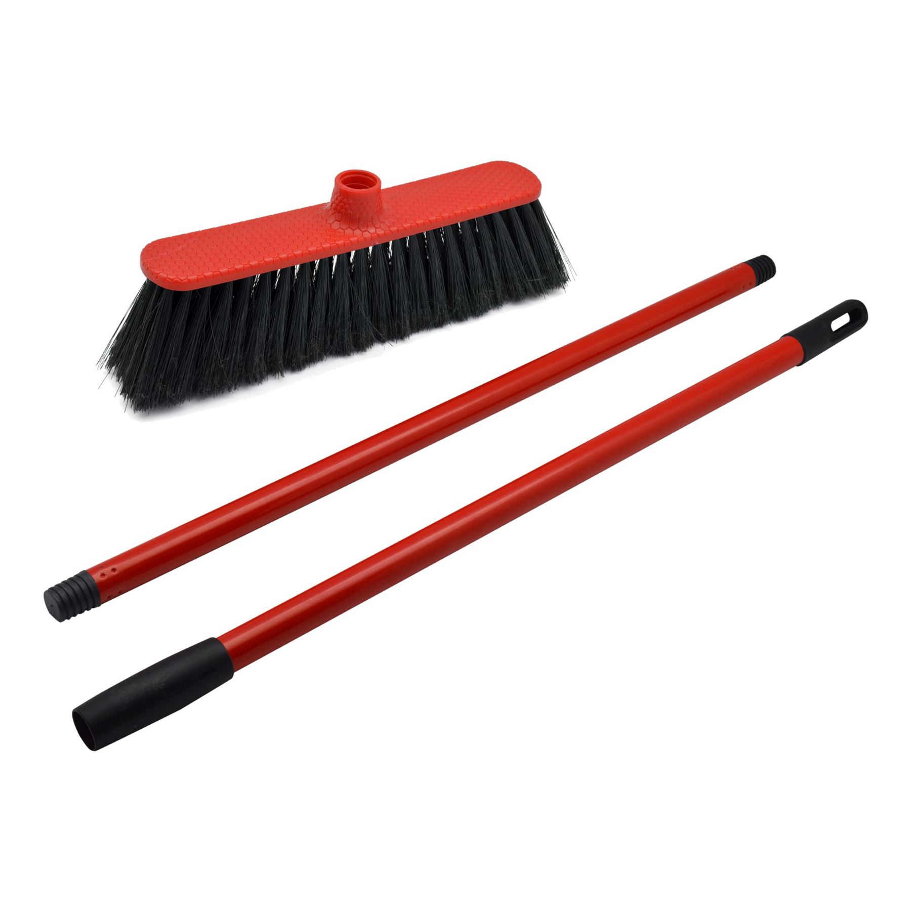 Red Soft Bristle Household Cleaning Broom 129cm (h) with a 32cm broom