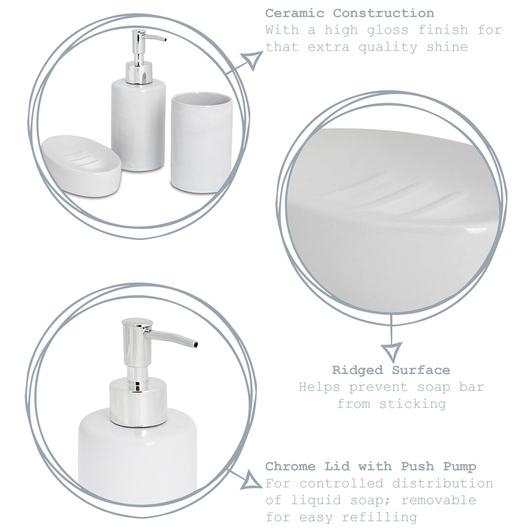 Bathroom Accessory Set 3 pcs Soap Dispenser, Dish & Tumbler Blue