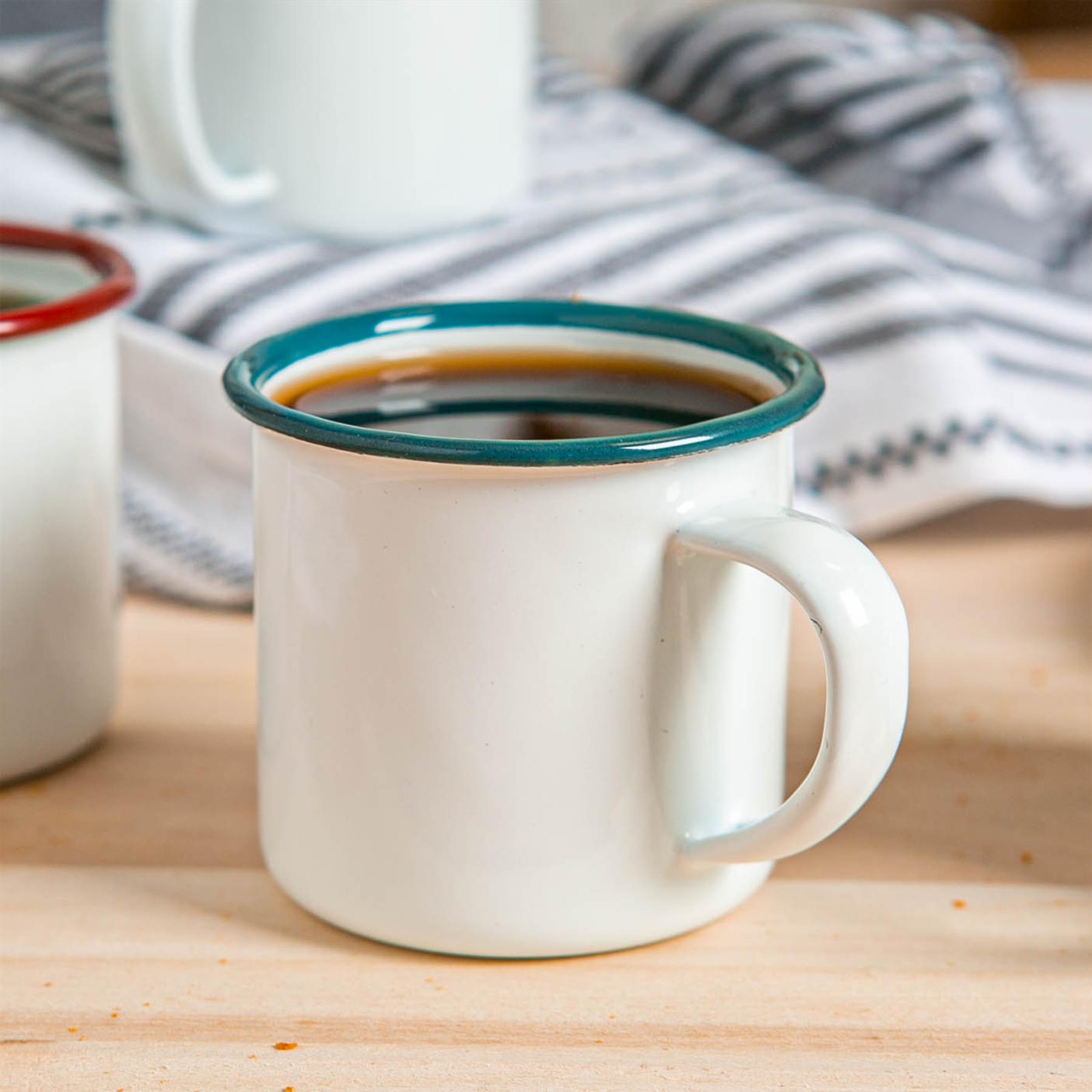 White Enamel Espresso Cups Outdoor Metal Camping Coffee Hot Drinks Cups 130ml - Picture 8 of 21
