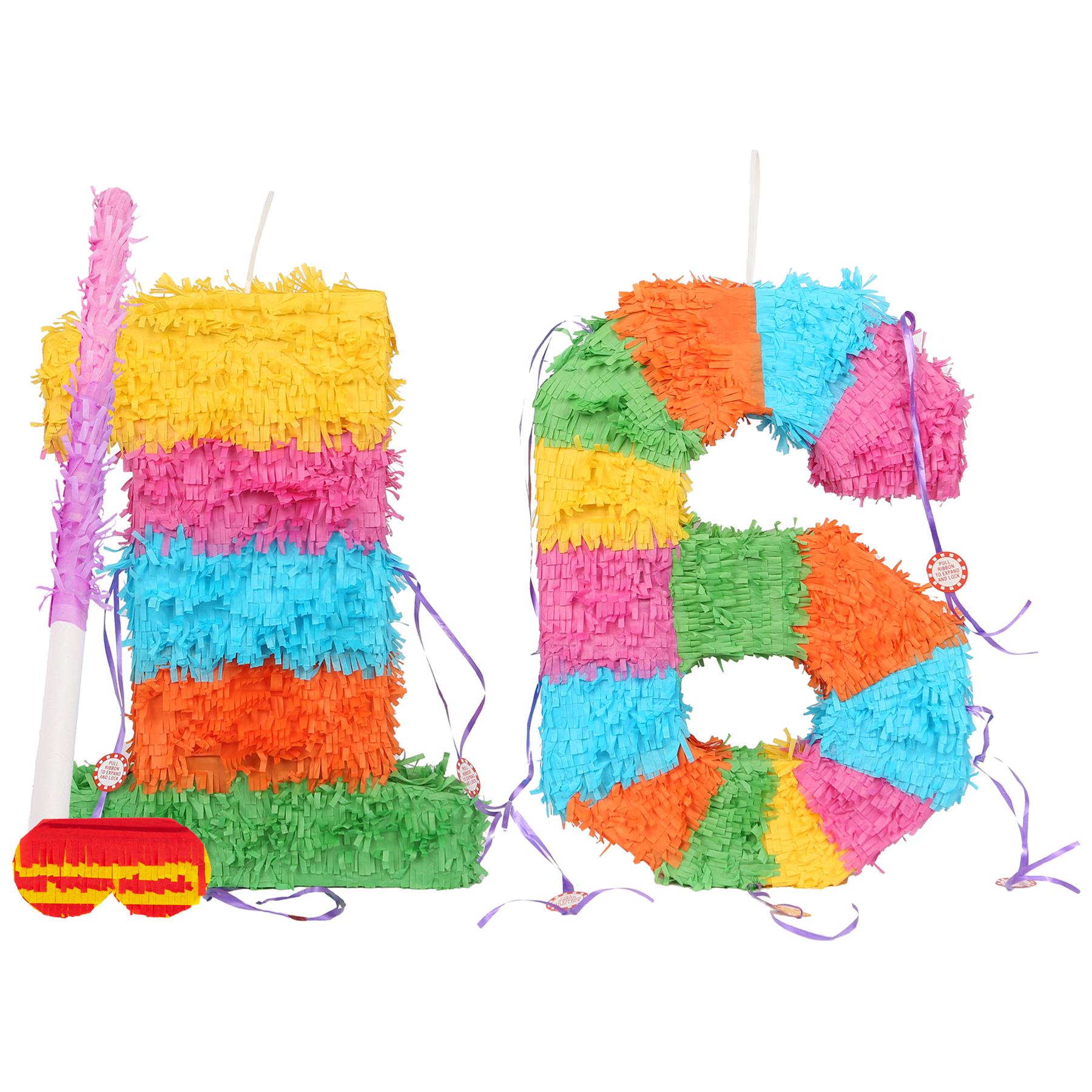 Party Pinatas Set with Stick & Blindfold Pink Stick Birthday Party Game - Picture 74 of 148