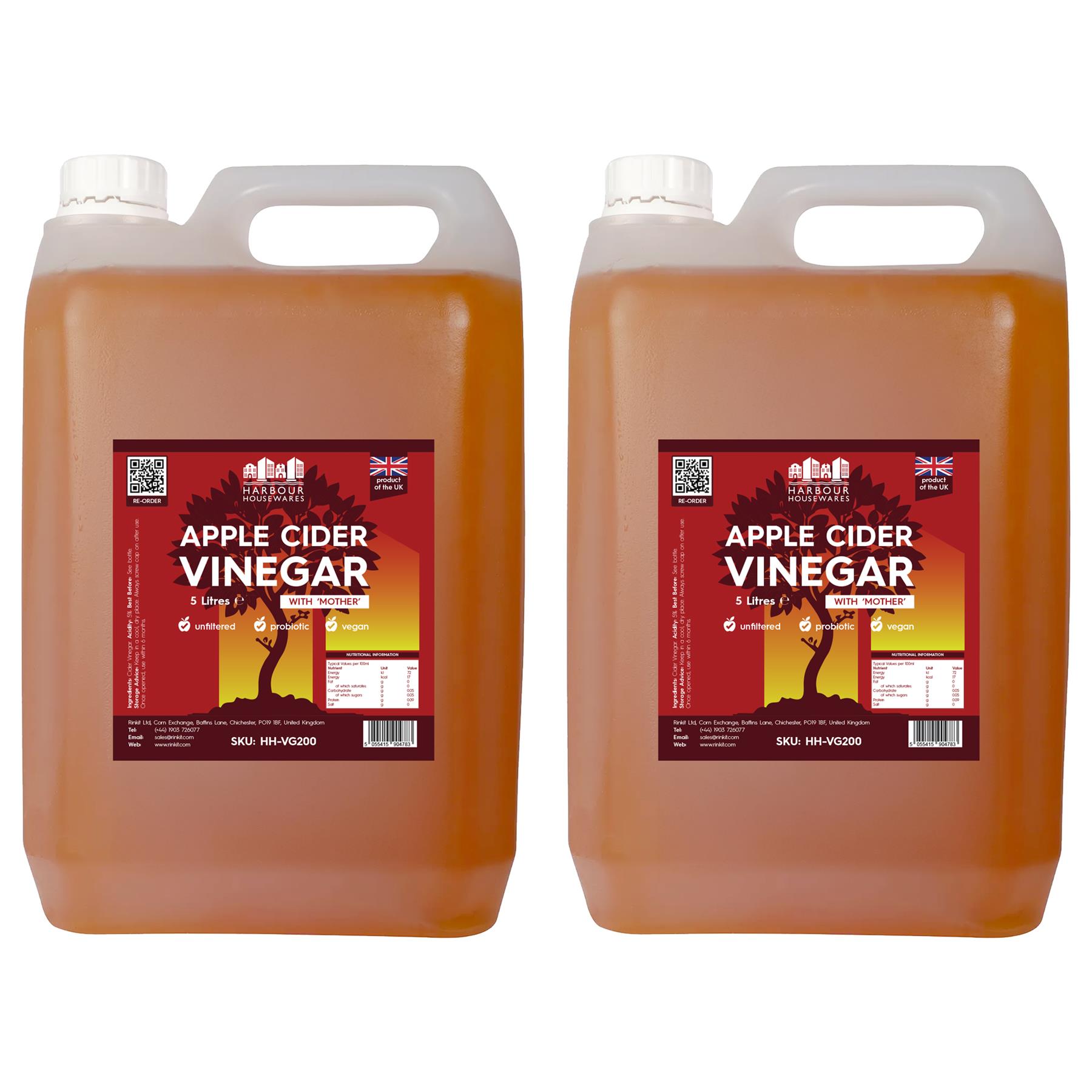 Apple Cider Vinegar with The Mother 5L Raw Unfiltered Live ACV - 5% Acidity - Picture 5 of 10