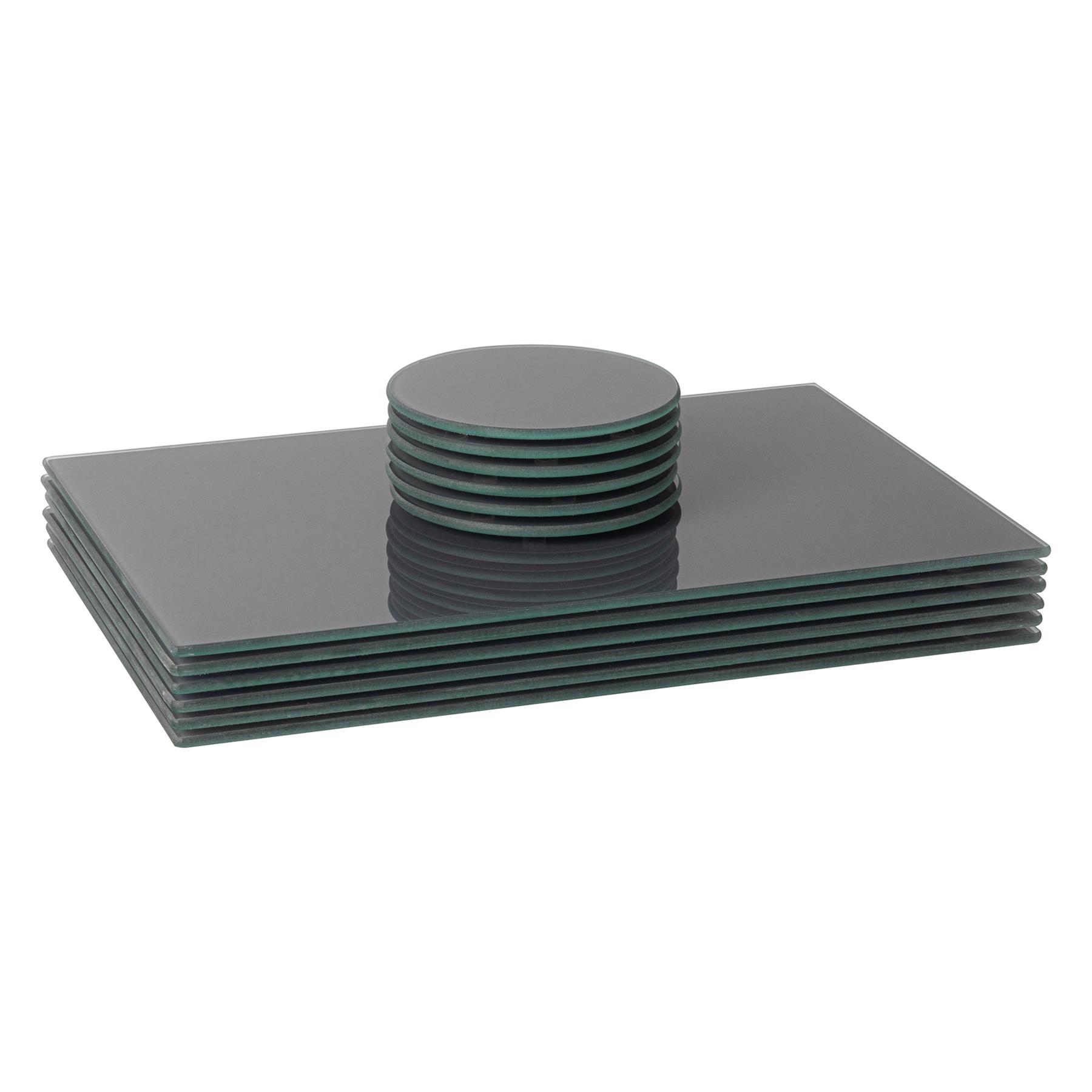 12pc Glass Placemats & Round Coasters Set Table Place Mats Set 30cm x 20cm - Picture 4 of 9