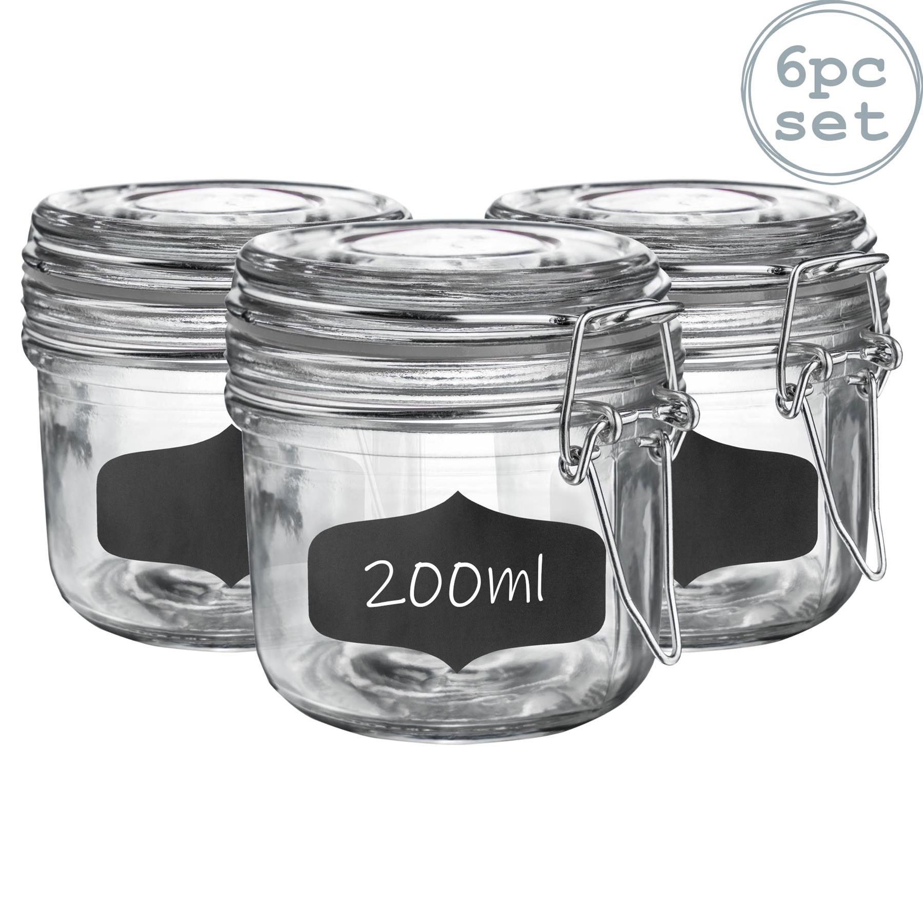 Glass Storage Jars Airtight Clip Top Lid Food Preserve Preserving Jar 200ml x6 - Picture 7 of 27
