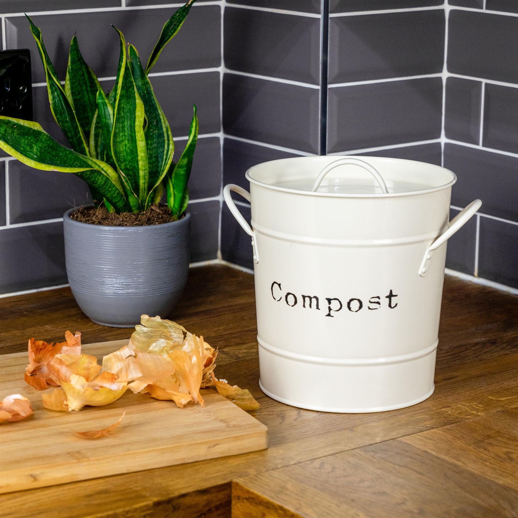 Kitchen Compost Bin Bucket Steel Kitchen Waste Pail with Lid Plastic