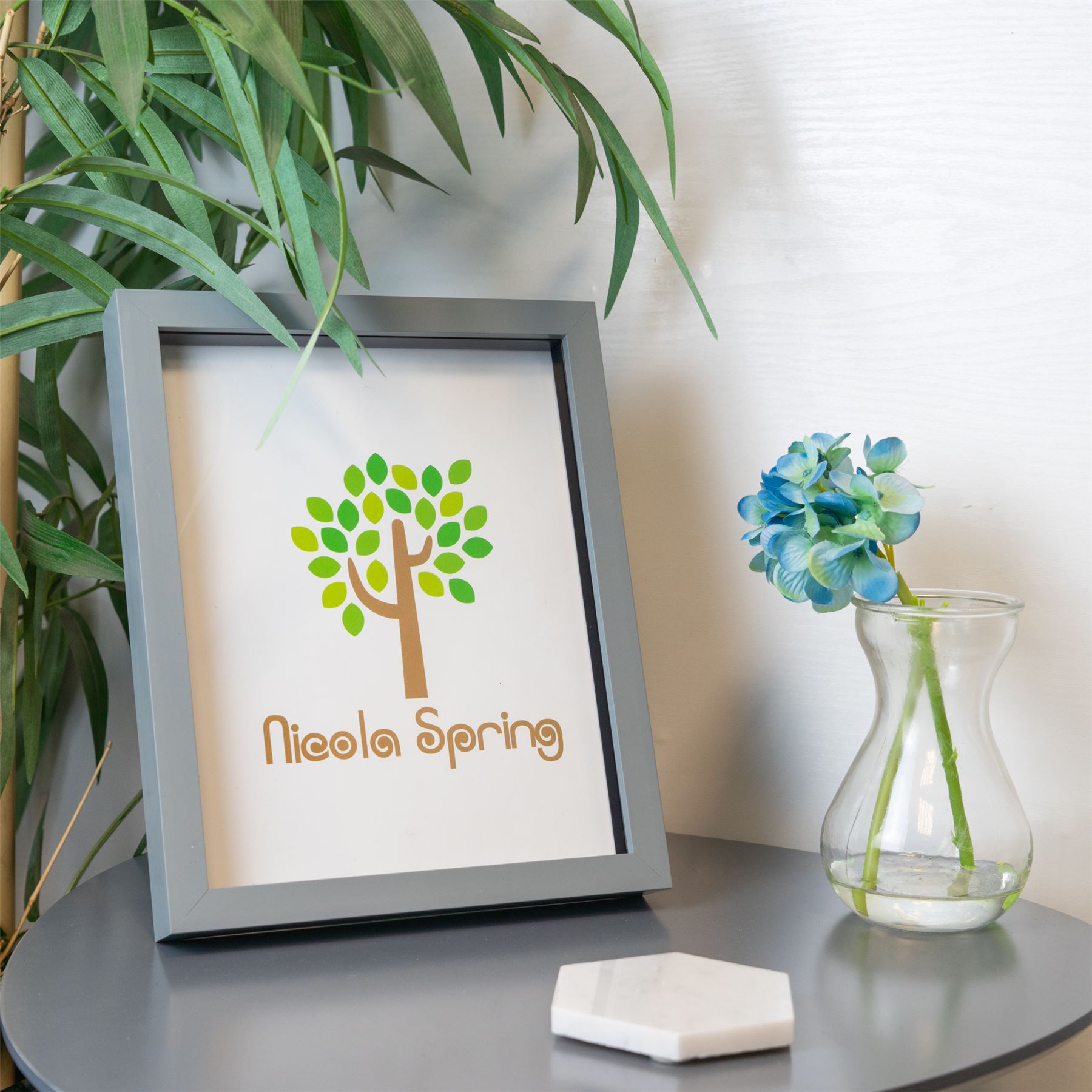 Box Picture Frame Deep 3D Photo Display 8x10 Inch Standing Hanging Grey