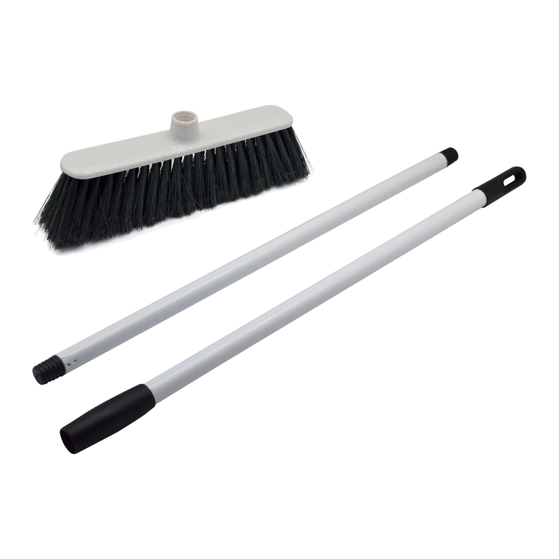 White Soft Bristle Household Cleaning Broom 129cm (h) with a 32cm