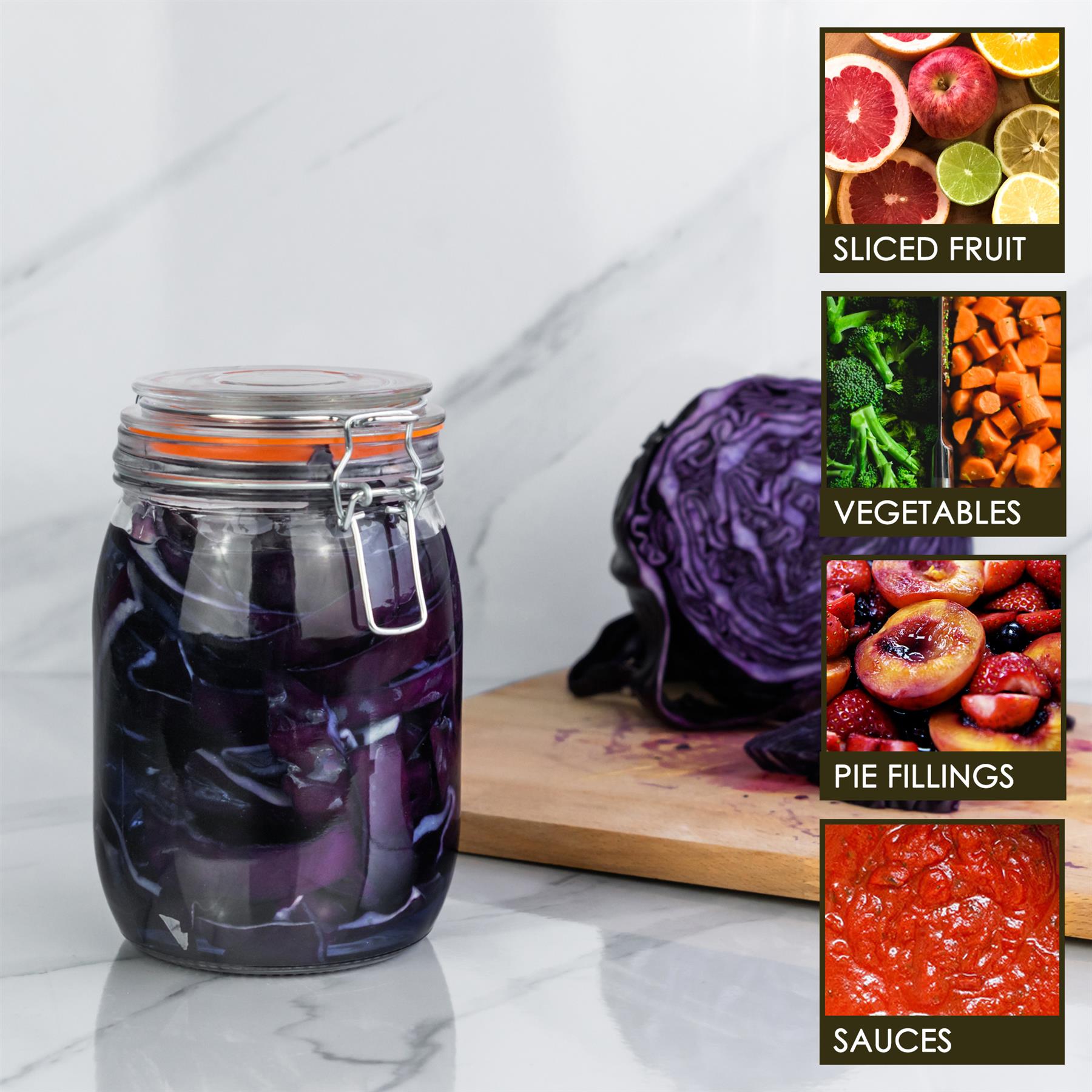 Glass Storage Jars Airtight Clip Top Lid Food Preserve Preserving Jar 1 Litre x6 - Picture 18 of 27