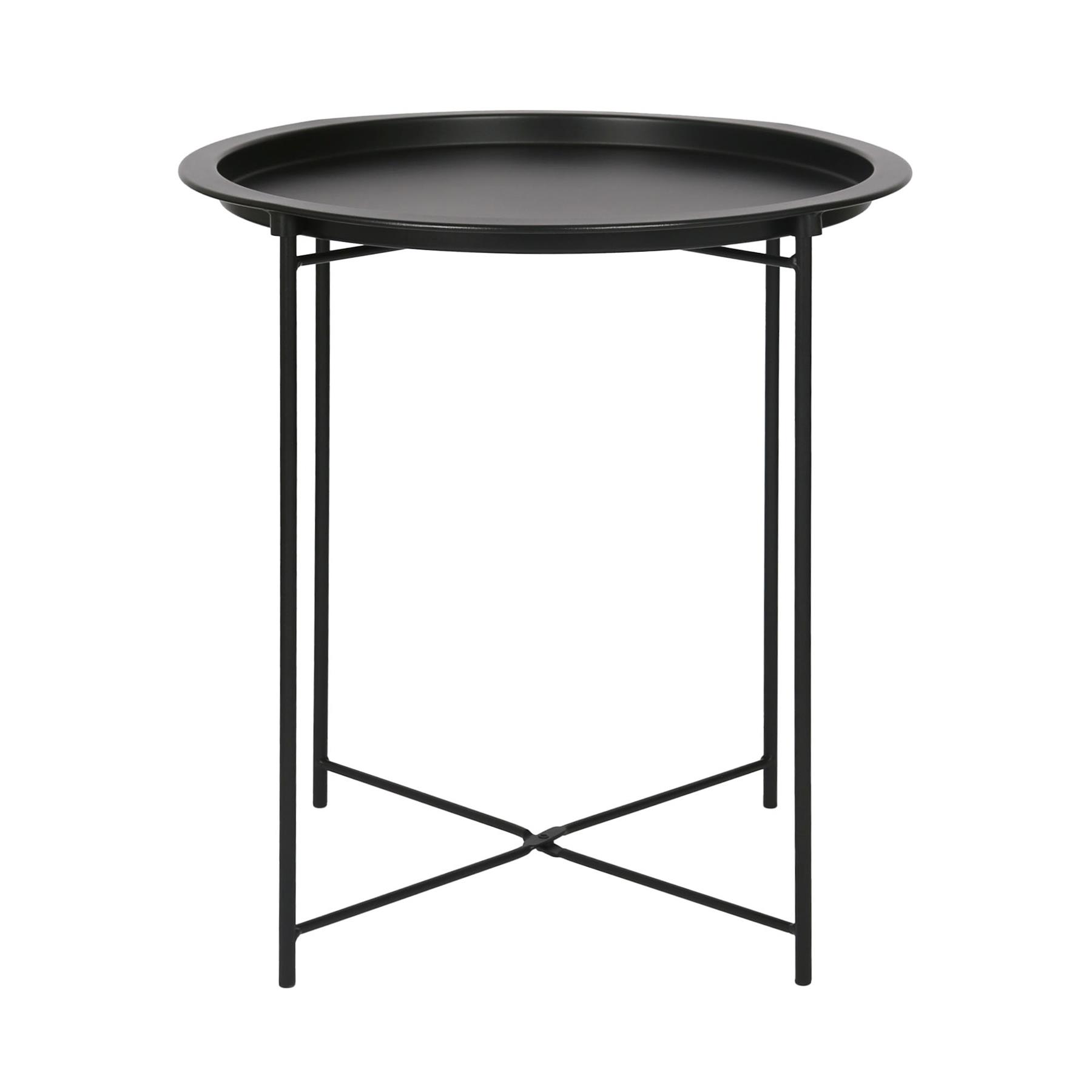 Matt Round Steel Tray Table Foldable Living Room Sofa Side End Coffee Tables - Picture 4 of 35