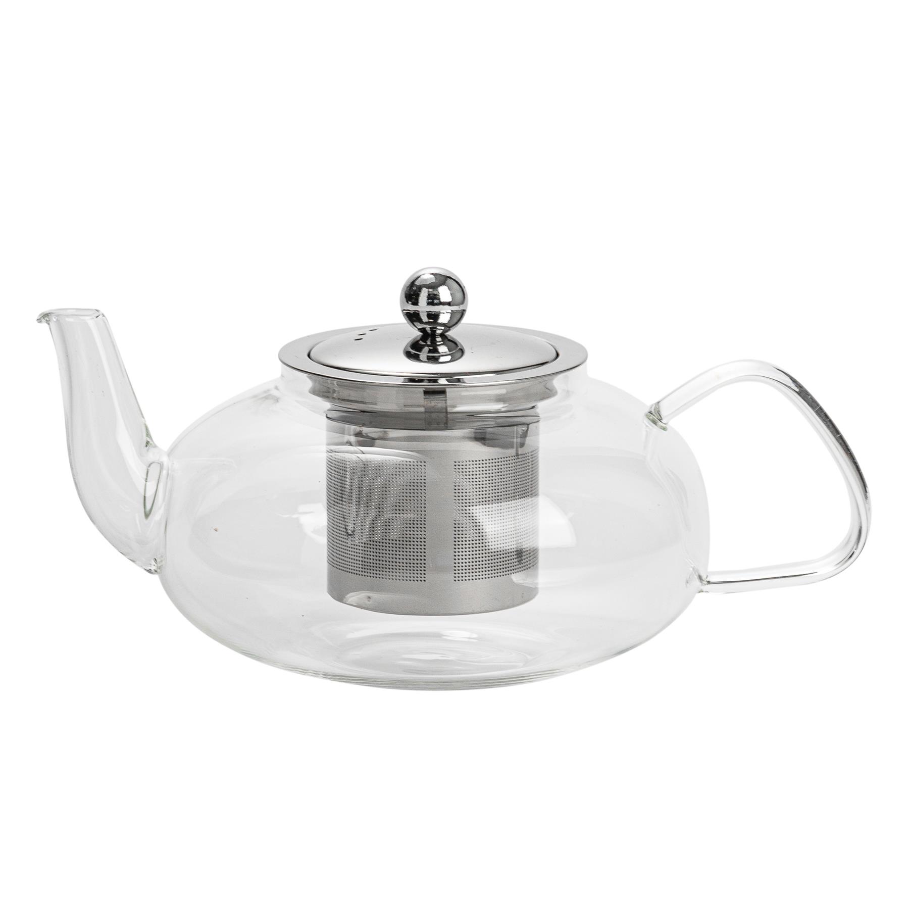 Clear Glass Teapot with Infuser for Loose Leaf Tea 800ml Oval