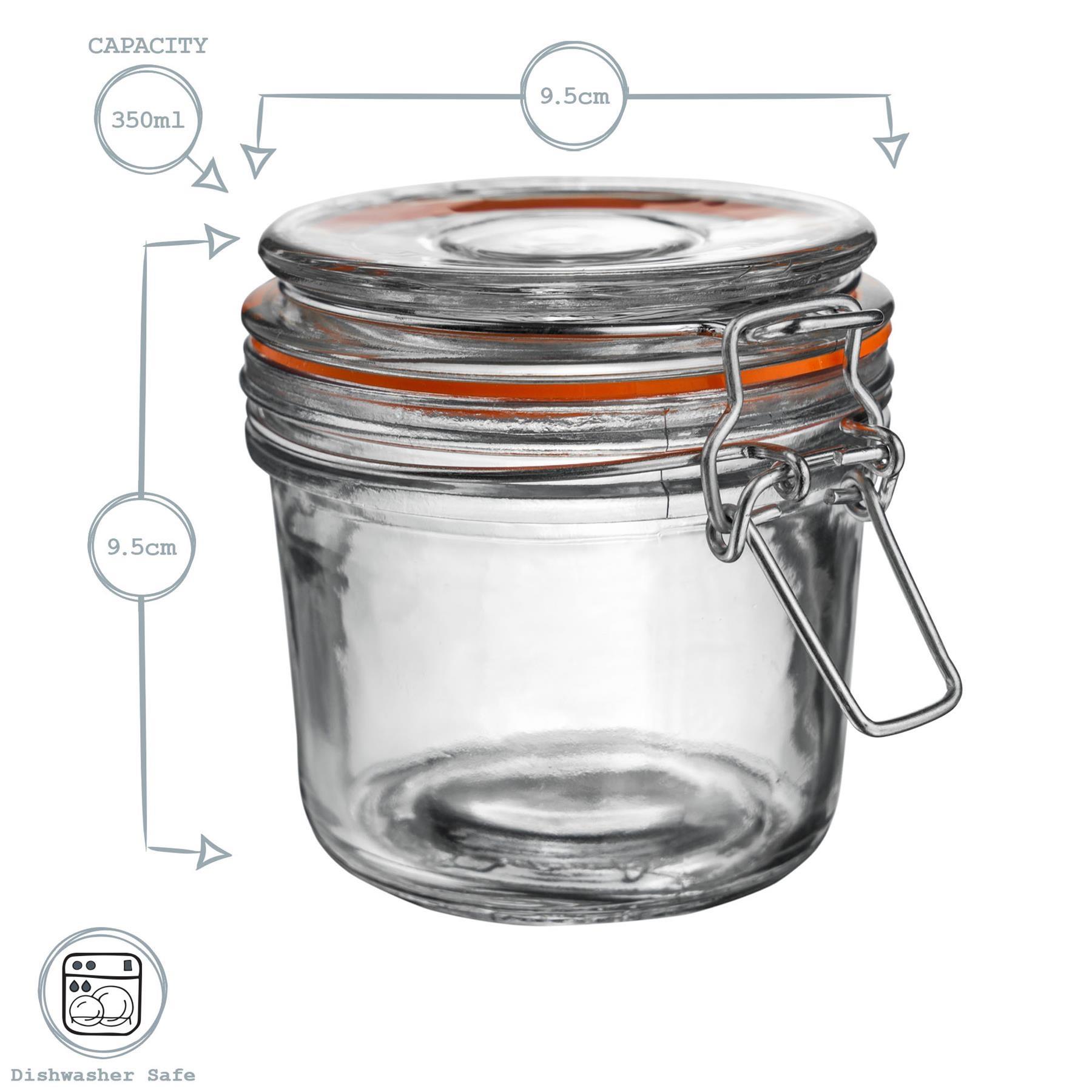 Glass Storage Jars Airtight Clip Top Lid Food Preserve Preserving Jar 350ml x6 - Picture 16 of 27
