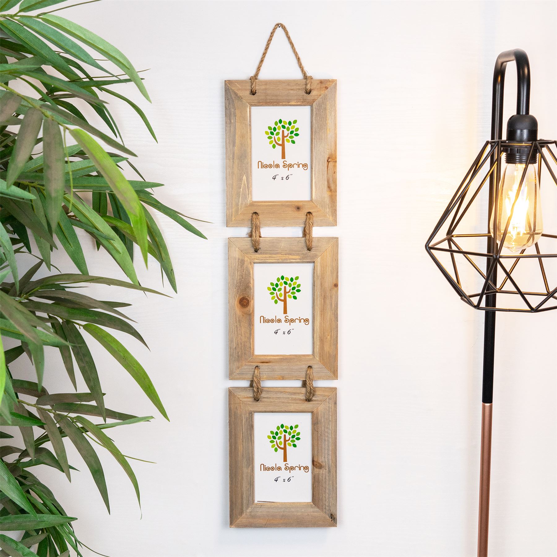 Wooden Shabby Chic Rustic Driftwood Triple Hanging Photo Picture Frame