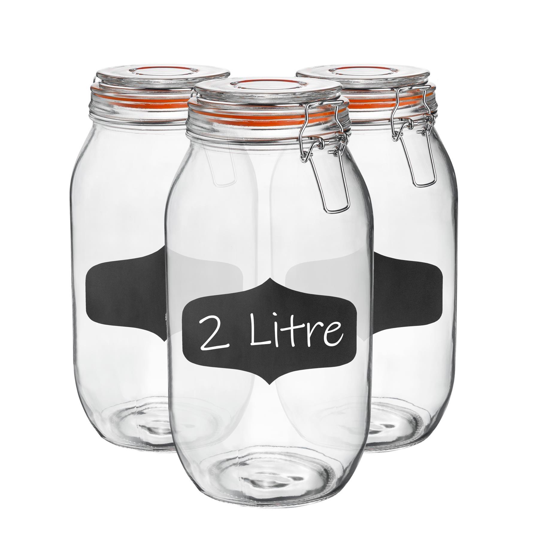 Glass Storage Jars Airtight Clip Top Lid Food Preserve Preserving Jar 2 Litre x6 - Picture 14 of 27
