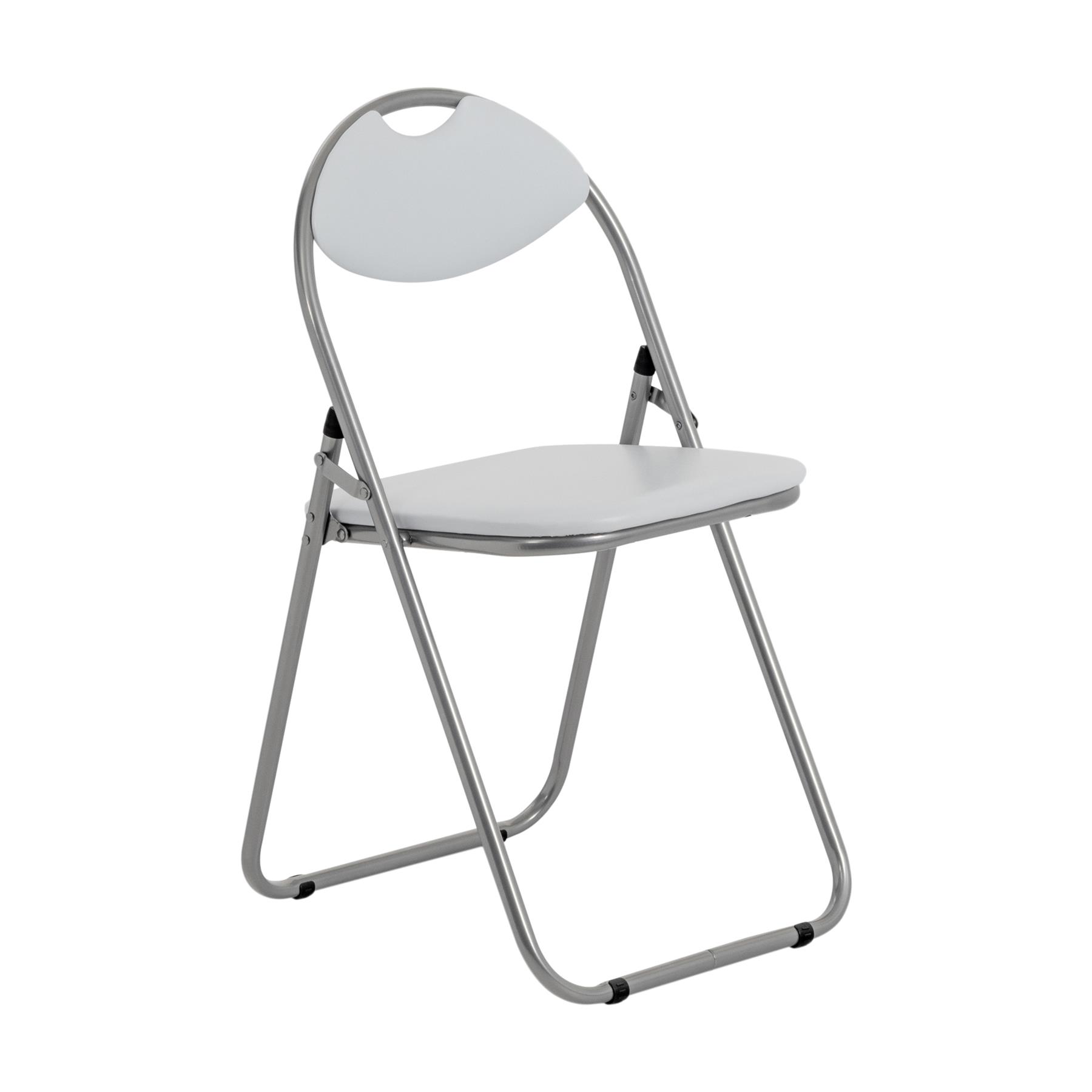 Padded Folding Chair - White/Silver