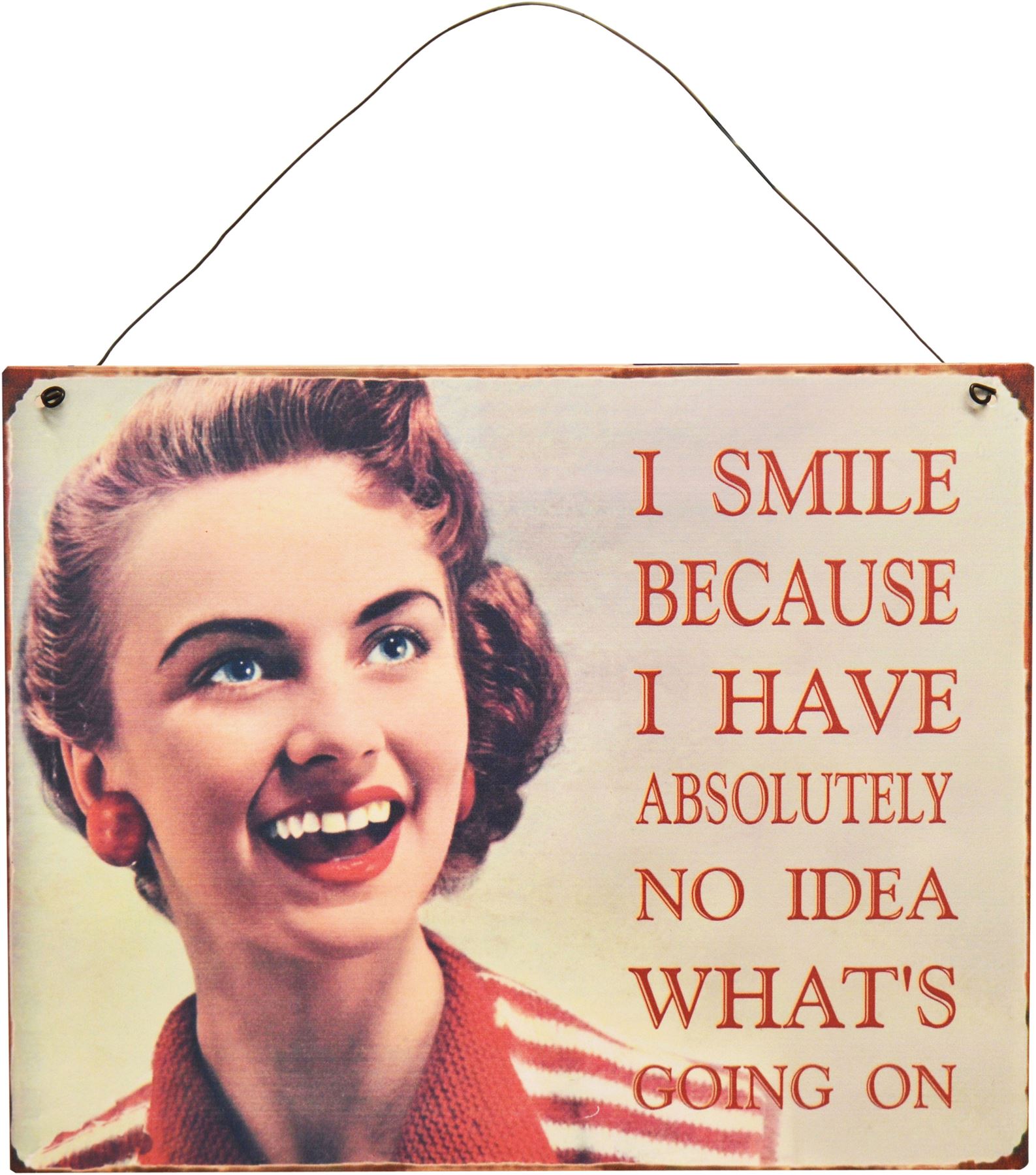 Metal Vintage//Retro Hanging Plaque I smile because