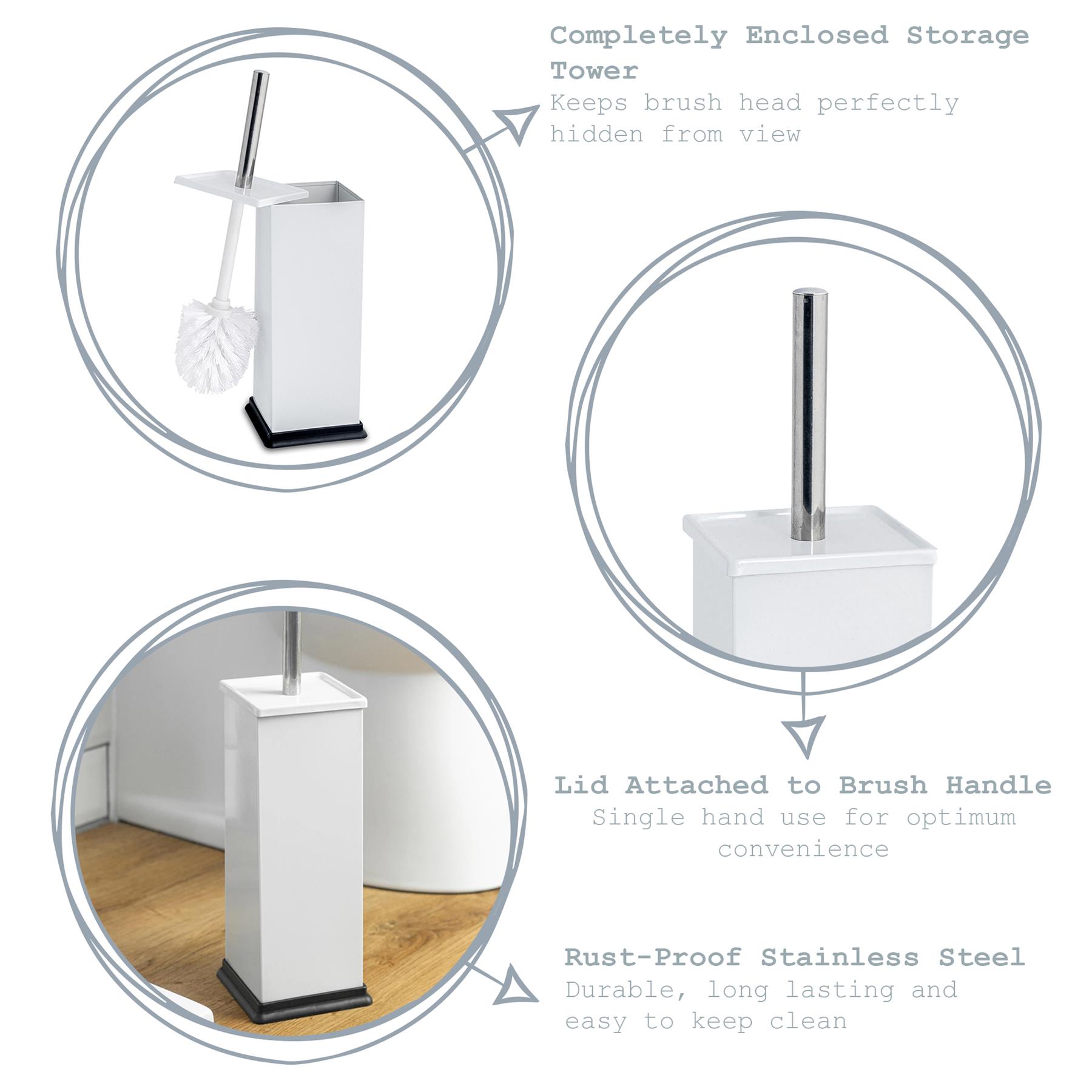 Bathroom Pedal Rubbish Waste Bin (3L) & Toilet Brush Holder Set, Grey