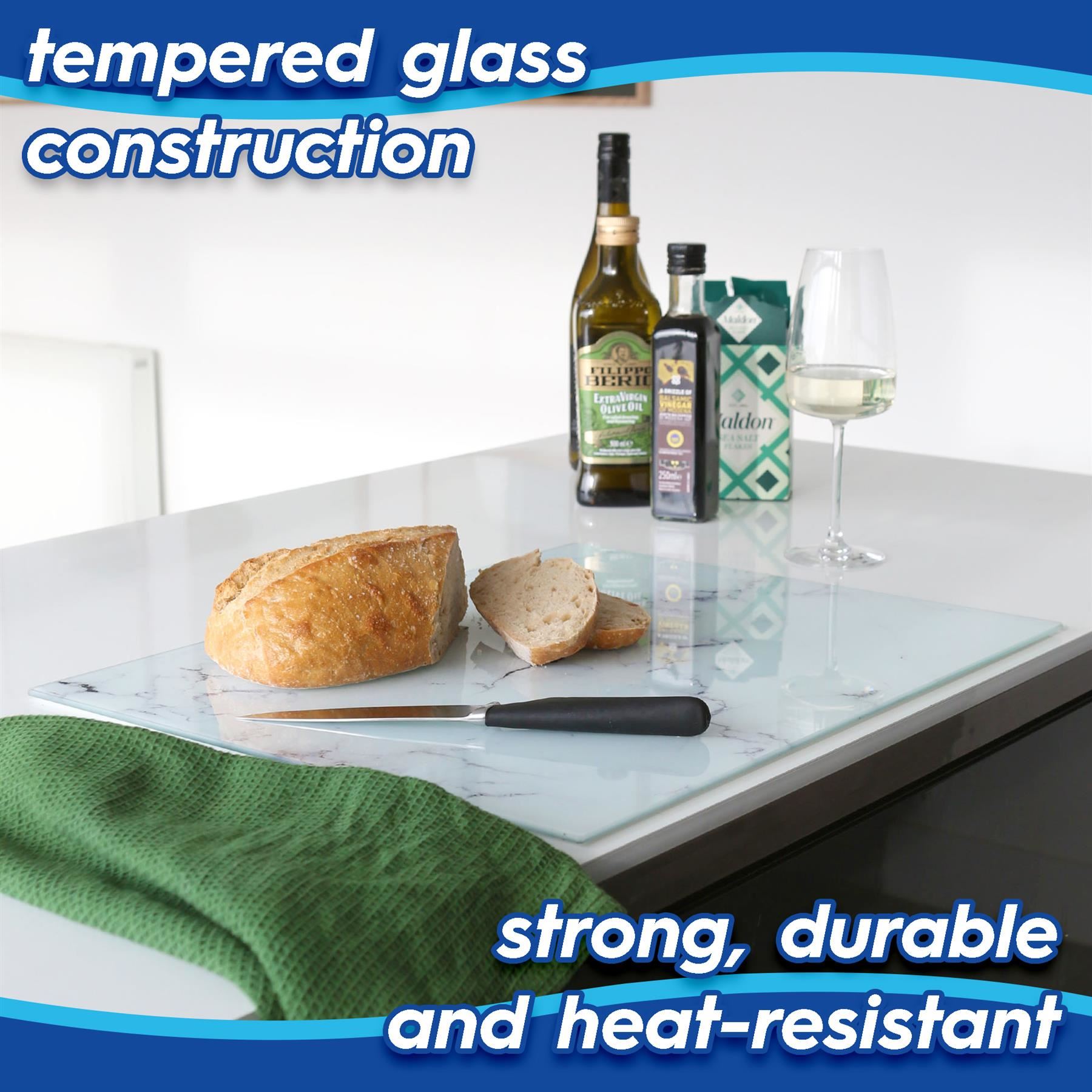 Tabla de cortar rectangular de vidrio 50 cm x 40 cm mármol cocina encimera ahorradora - Imagen 10 de 14