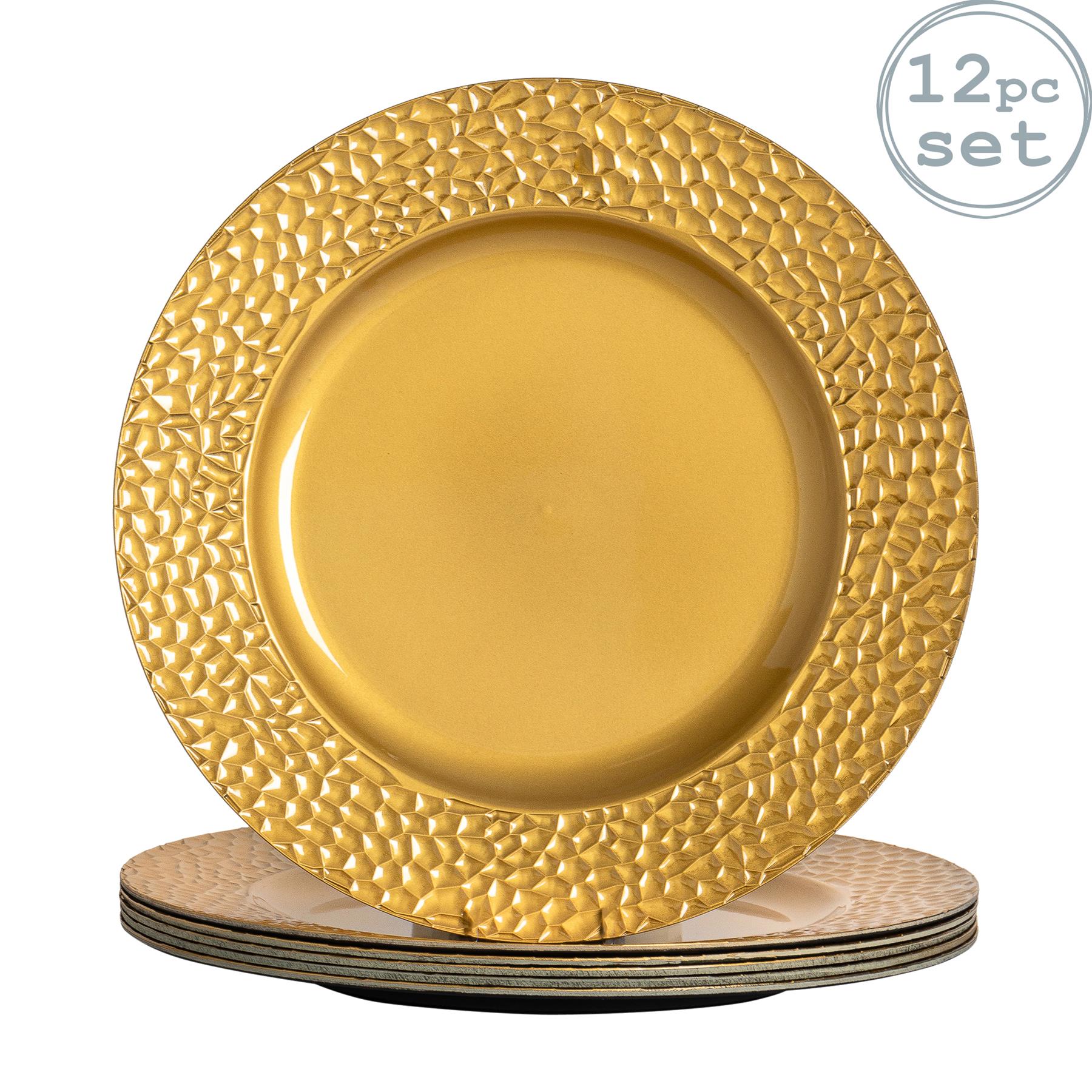 Gold Charger Plates Round Hammered Under Decorative Dinner