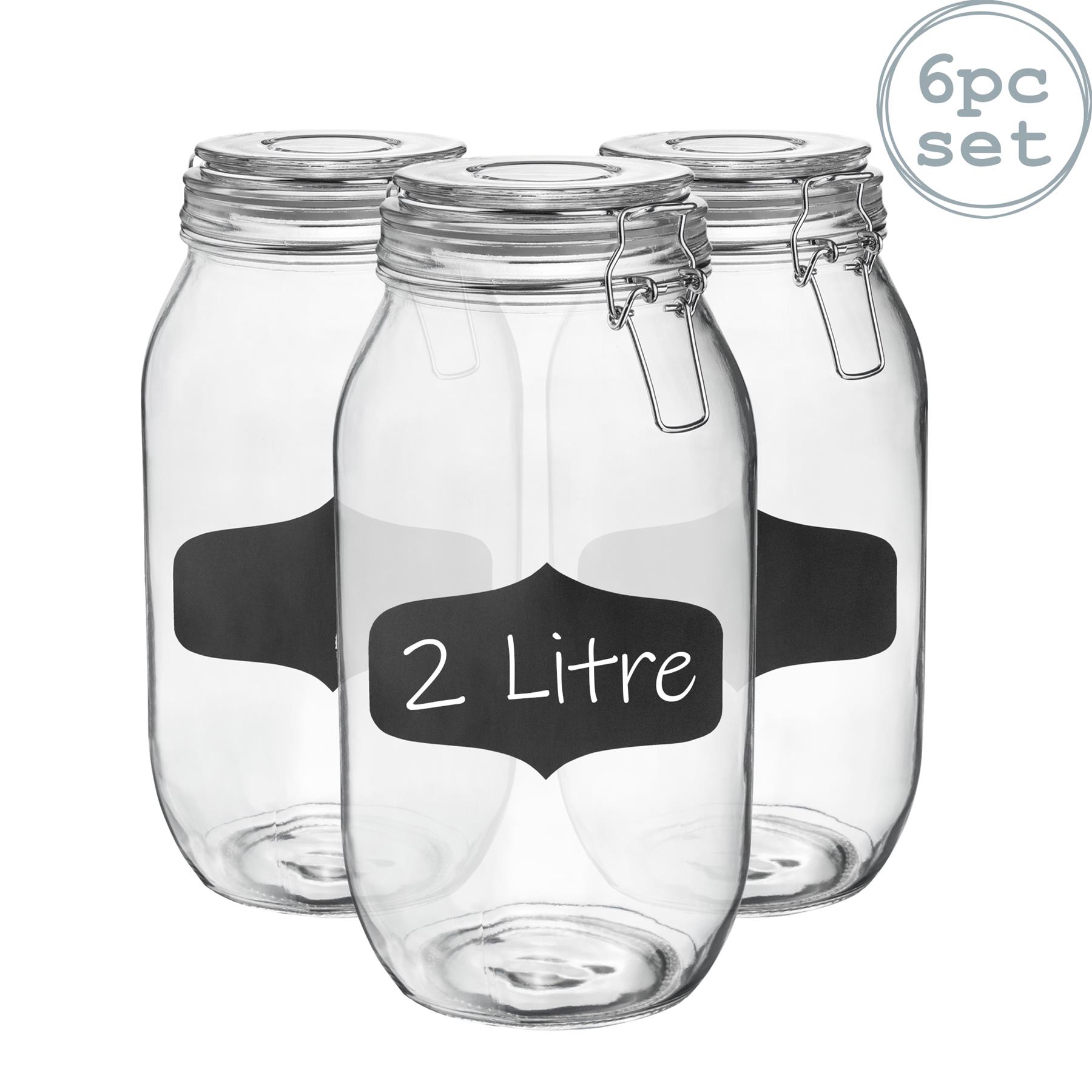 Glass Storage Jars Airtight Clip Top Lid Food Preserve Preserving Jar 2 Litre x6 - Picture 7 of 27