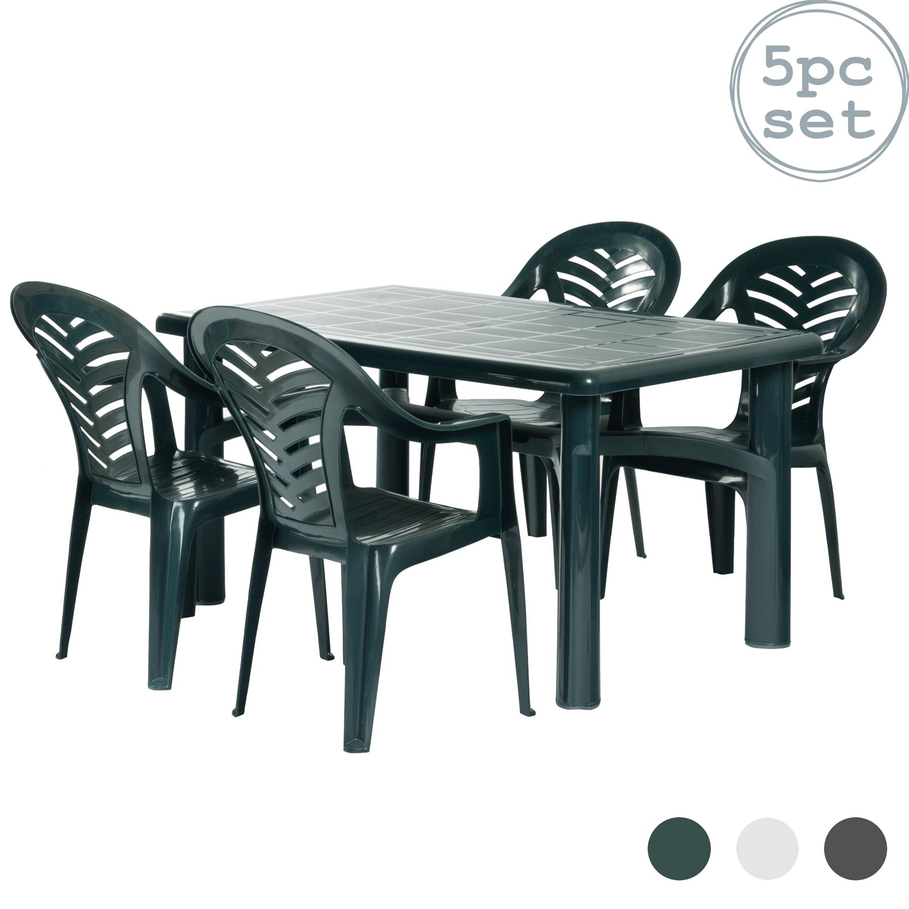 5 Piece Outdoor Garden Set White Resol Bolero Plastic Home Family Rectangular Dinner Table 4 Palma Dining Chairs Garden Furniture Accessories Garden Outdoors Arcadiawinds Com