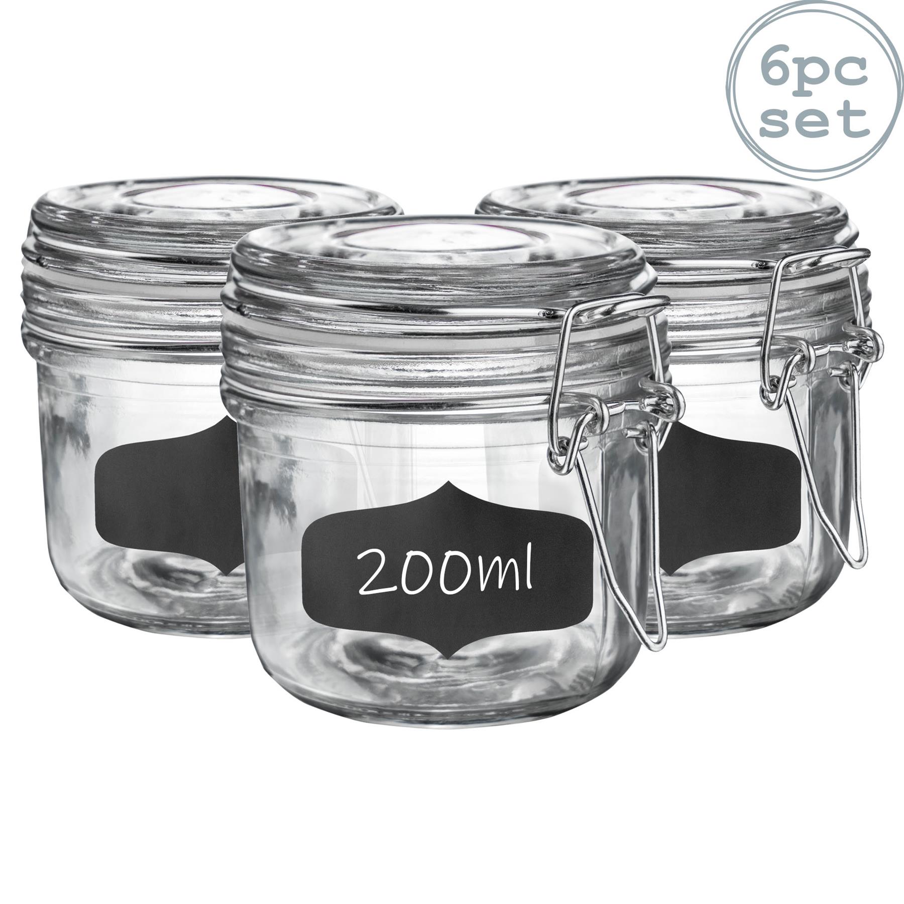 Glass Storage Jars Airtight Clip Top Lid Food Preserve Preserving Jar 200ml x6 - Picture 21 of 27
