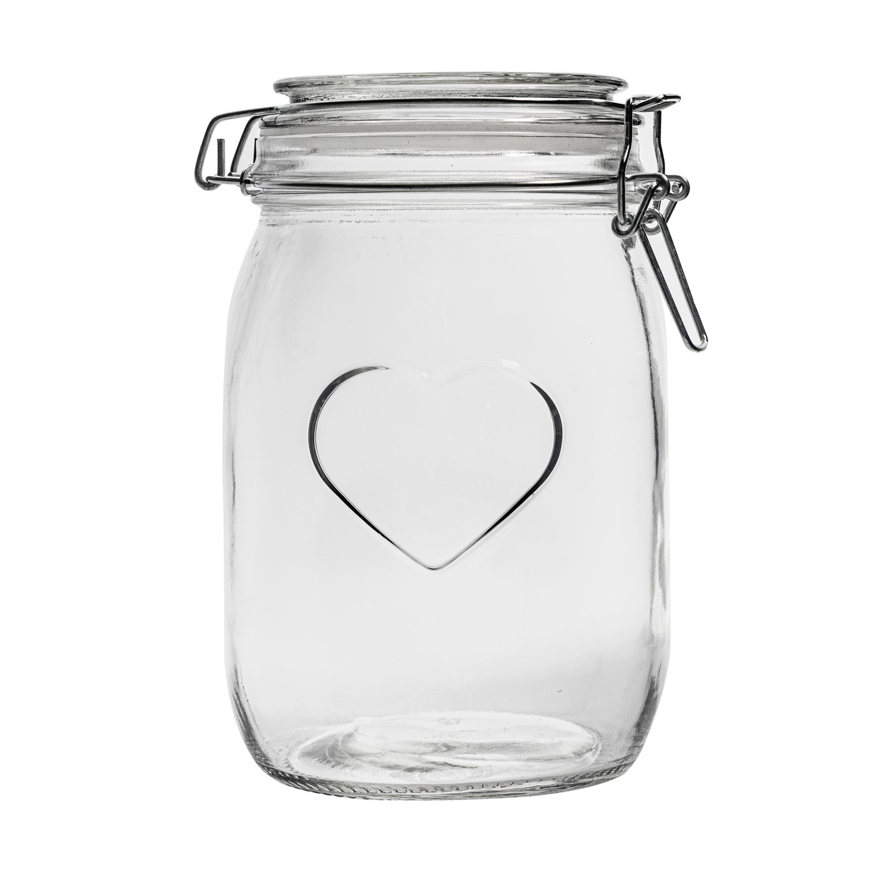 6x Embossed Heart Storage Preserving Jars with Seals Chalkboard Labels