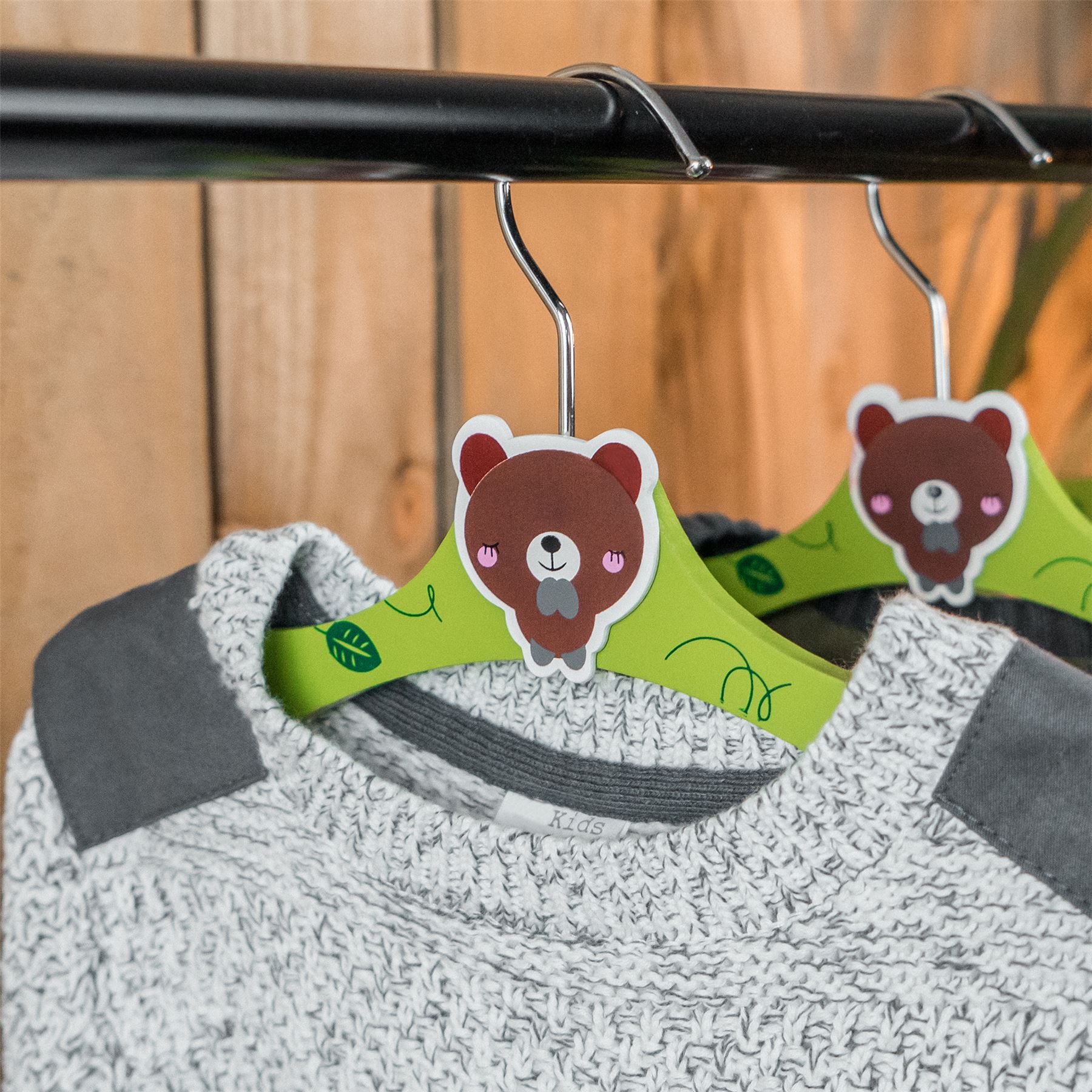 1 Baby Coat Hanger Wooden Childrens Kids Clothes Animal Hangers Bear