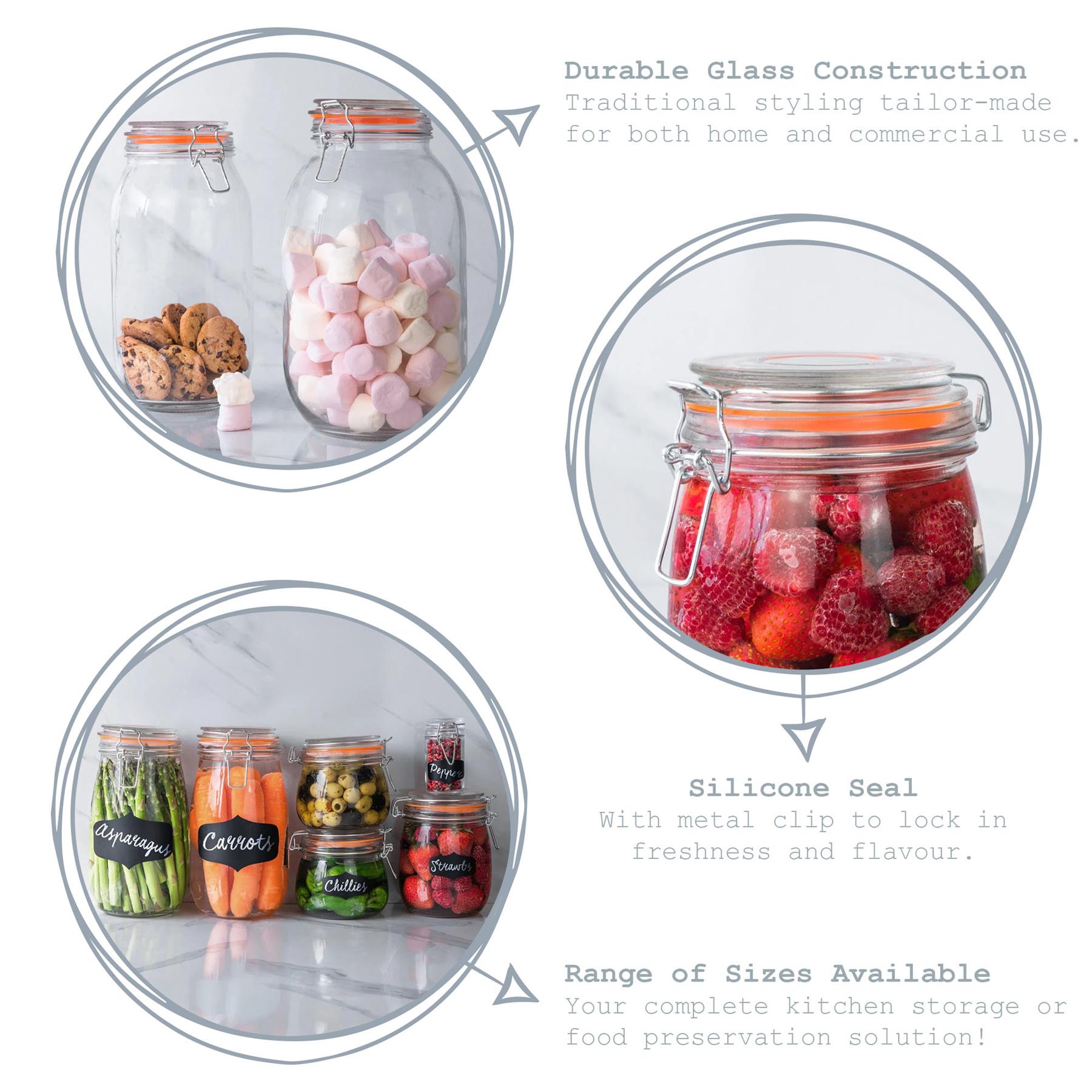 Glass Storage Jars Airtight Clip Top Lid Food Preserve Preserving Jar 500ml x3 - Picture 22 of 27