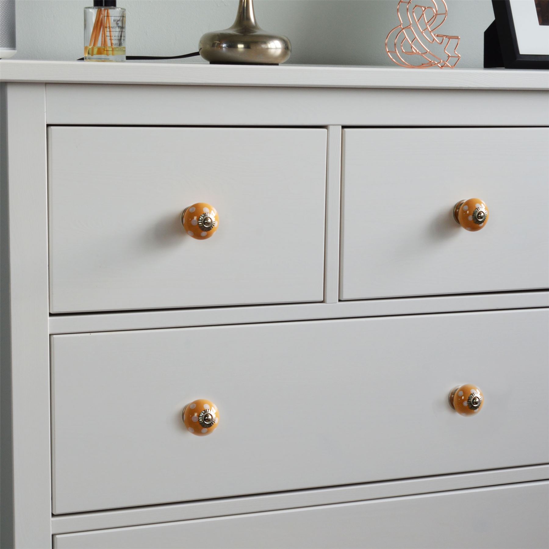 Orange // White Polka Dot x1 Ceramic Door Knob Cabinet Drawer Handle