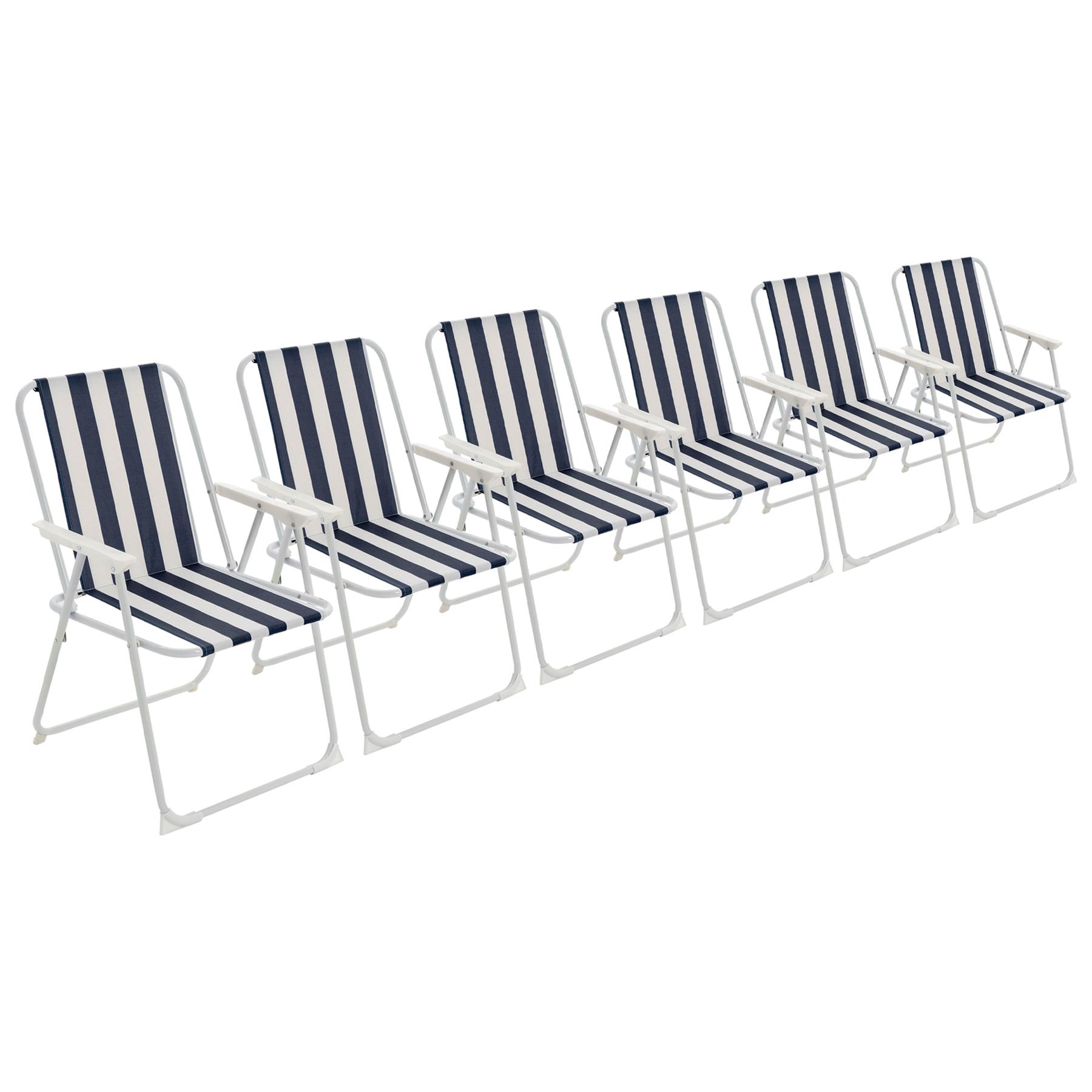 6x Sillas de Playa Plegables de Metal Exterior Camping Picnic Sillón Asiento de Lona - Imagen 8 de 25