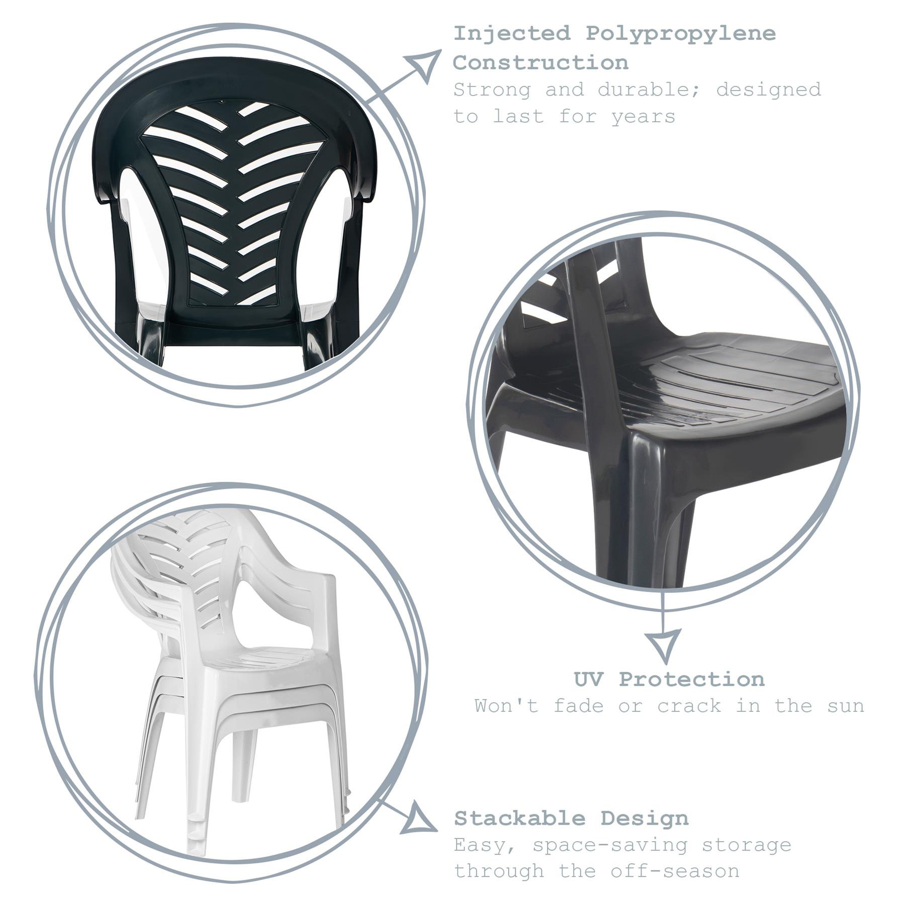 Garden Dining Chairs Resol Palma Outdoor Plastic Armchair BBQ Seating