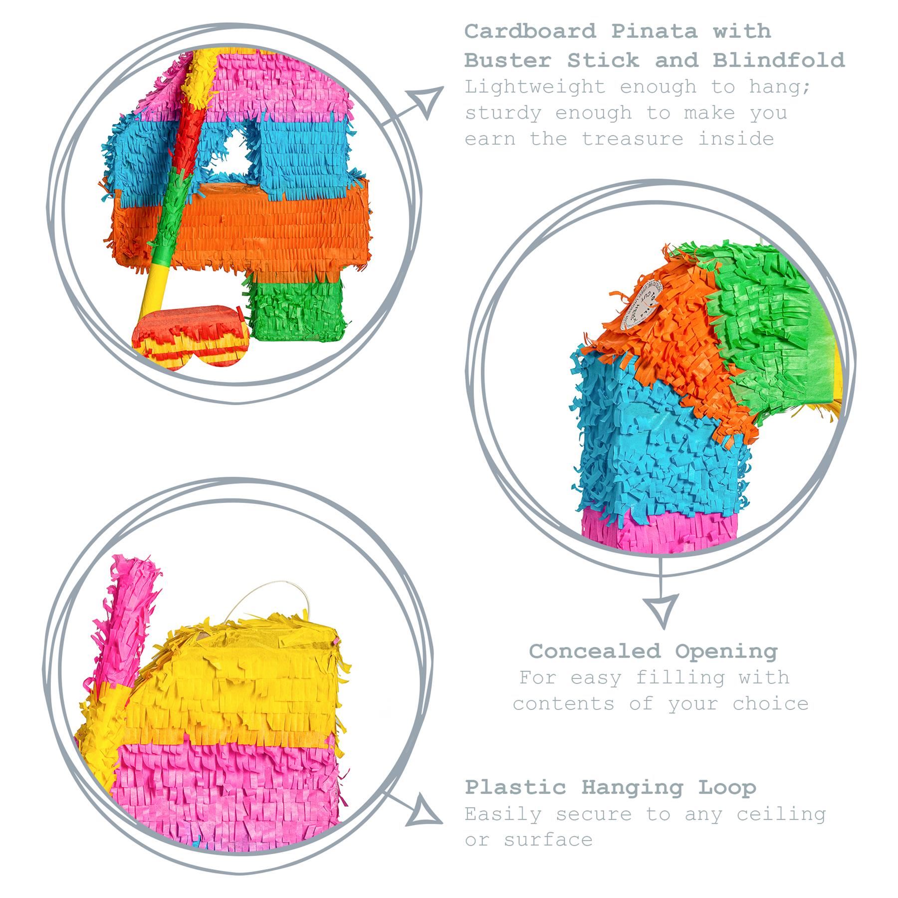 Party Pinatas Set with Stick & Blindfold Pink Stick Birthday Party Game - Picture 28 of 148
