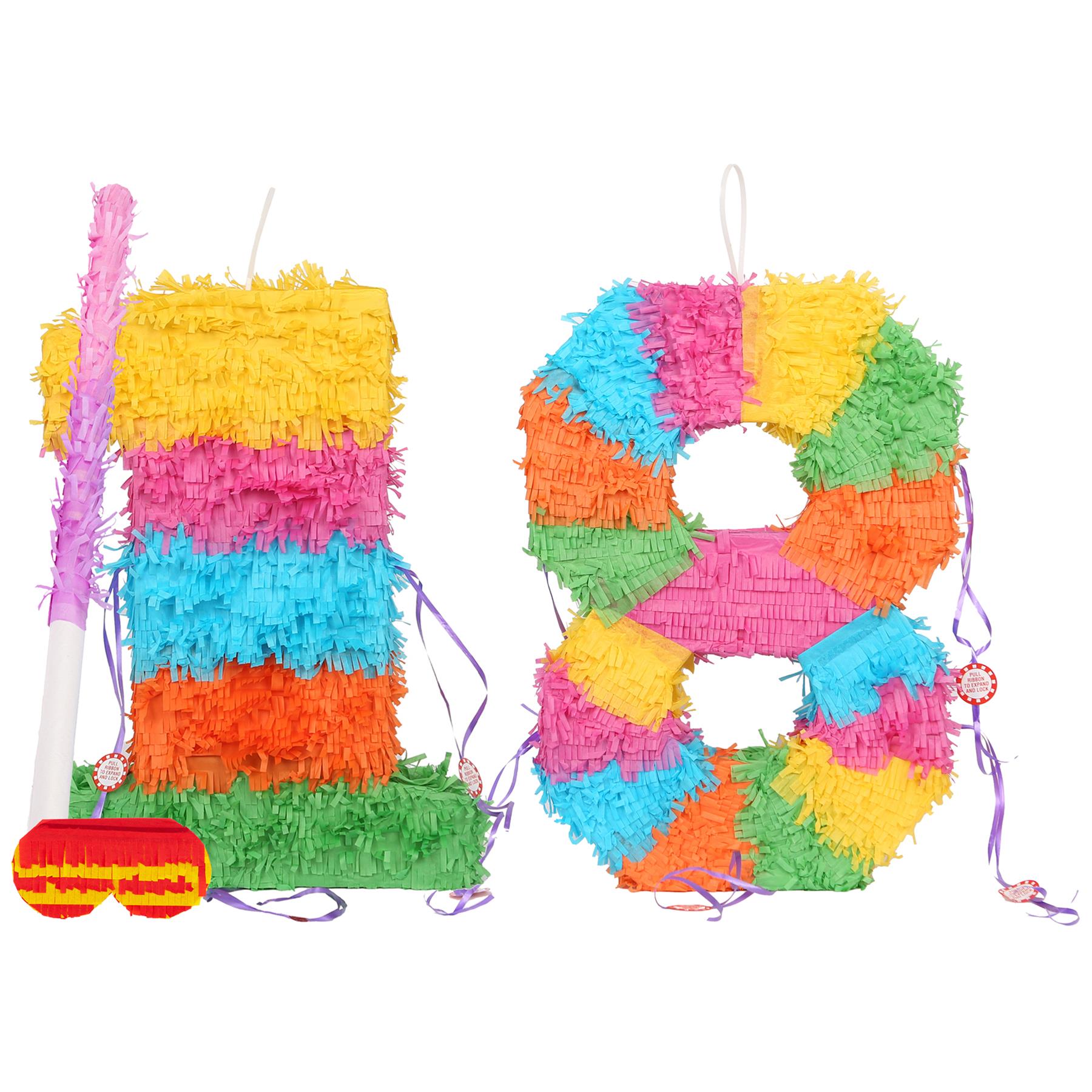 Party Pinatas Set with Stick & Blindfold Pink Stick Birthday Party Game - Picture 81 of 148