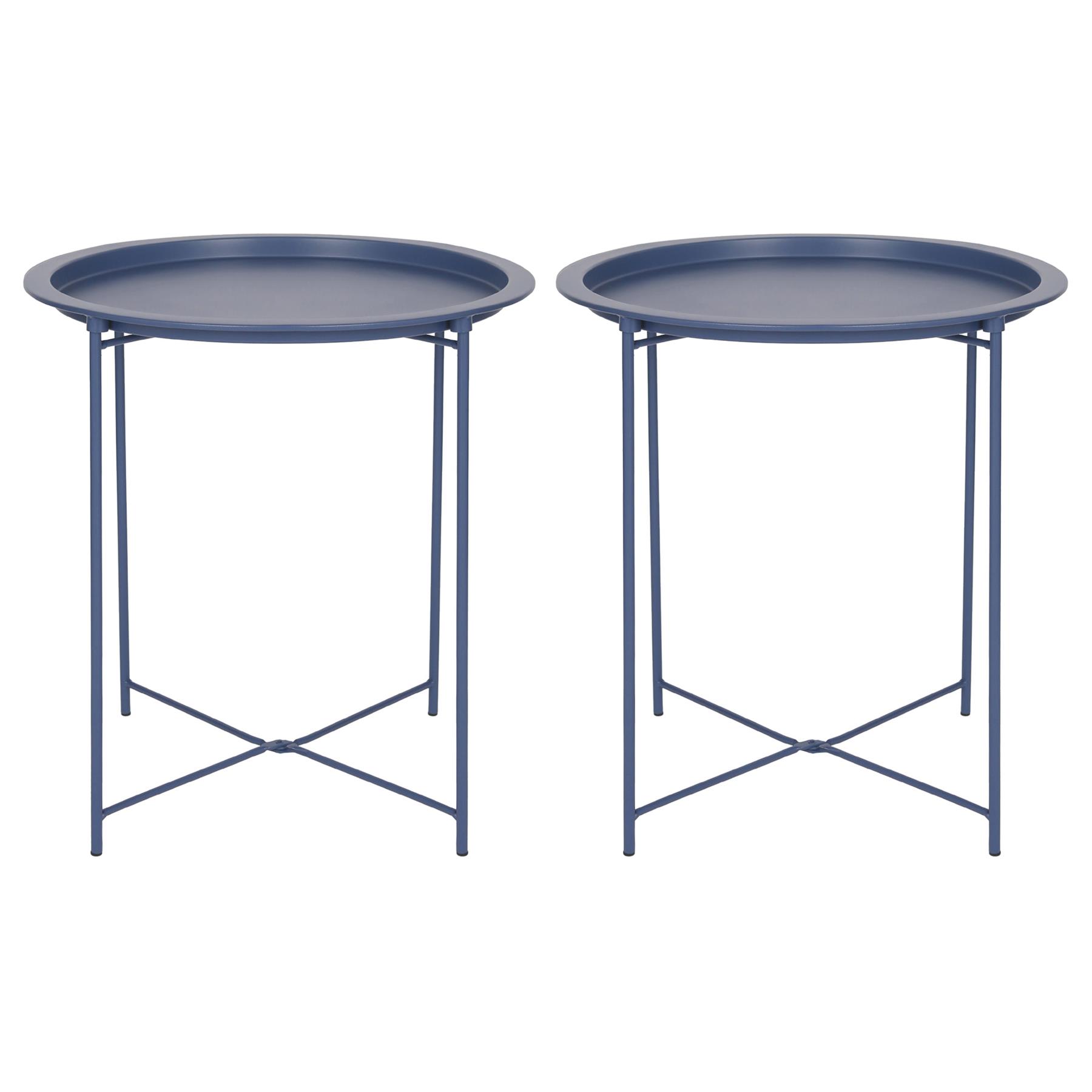 Matt Round Steel Tray Table Foldable Living Room Sofa Side End Coffee Tables - Picture 27 of 35