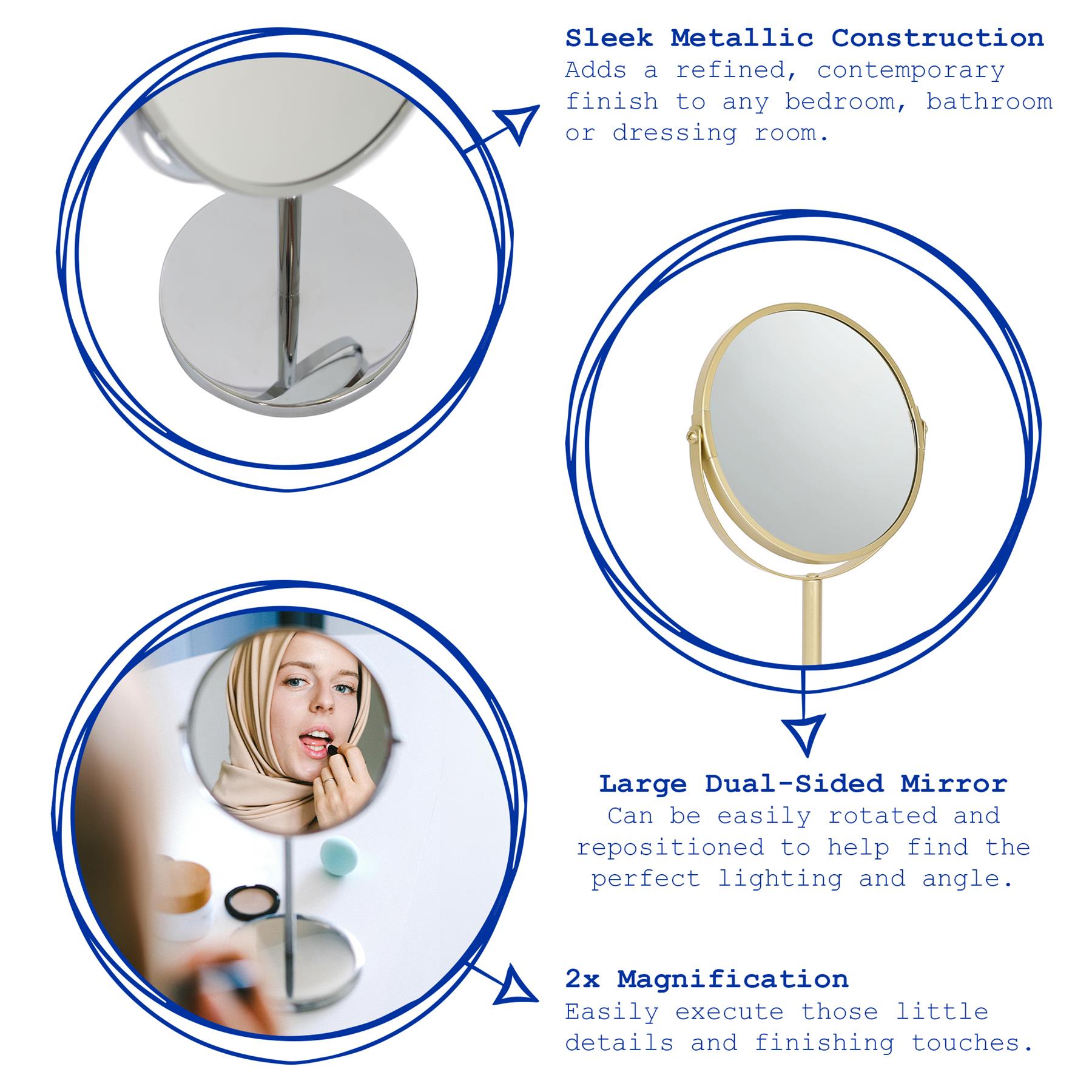 1x Pedestal Mirror 18.5cm x 34.5cm Bathroom Table Makeup Vanity Shaving - Picture 10 of 22