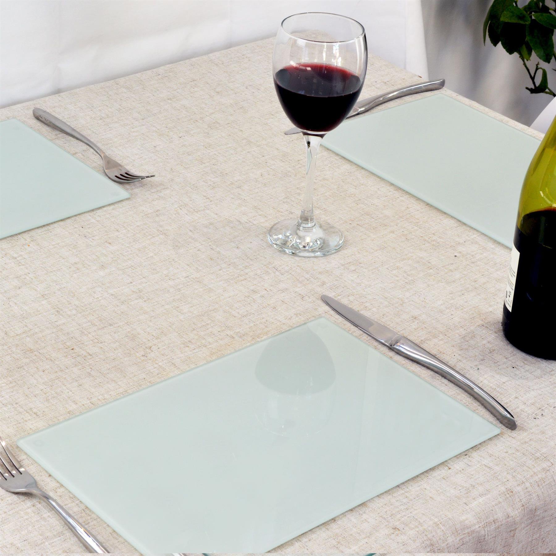 12pc Glass Placemats & Square Coasters Set Table Place Mats Set 30cm x 20cm - Picture 24 of 26