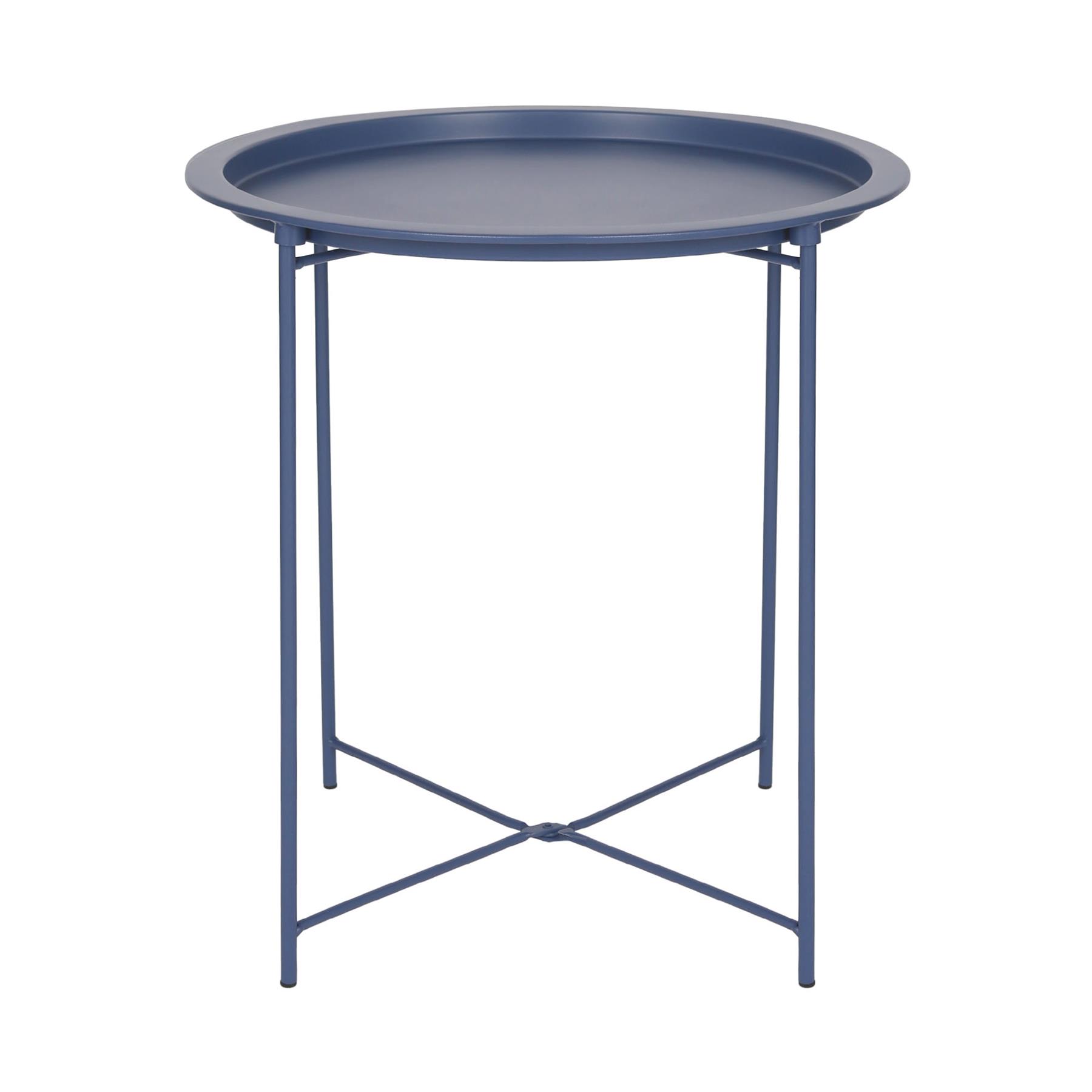Matt Round Steel Tray Table Foldable Living Room Sofa Side End Coffee Tables - Picture 20 of 35