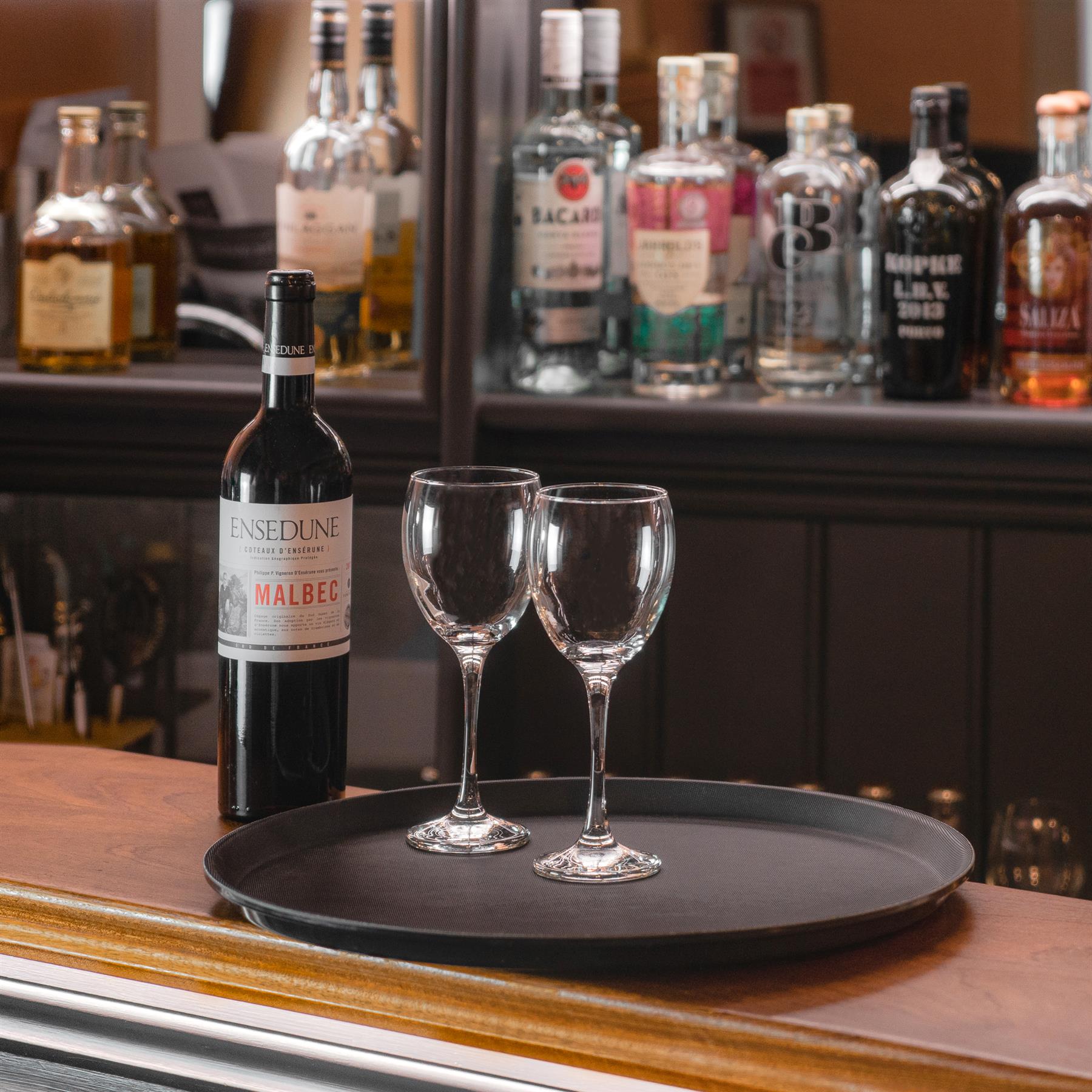 Round Drinks Tray Plastic Non Slip Waiter Serving Drinks Food 40cm