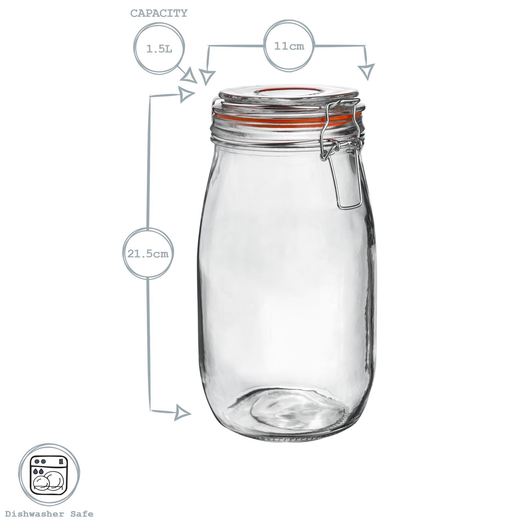 Glass Storage Jars Airtight Clip Top Lid Food Preserve Preserving Jar 1.5L x3 - Picture 9 of 27