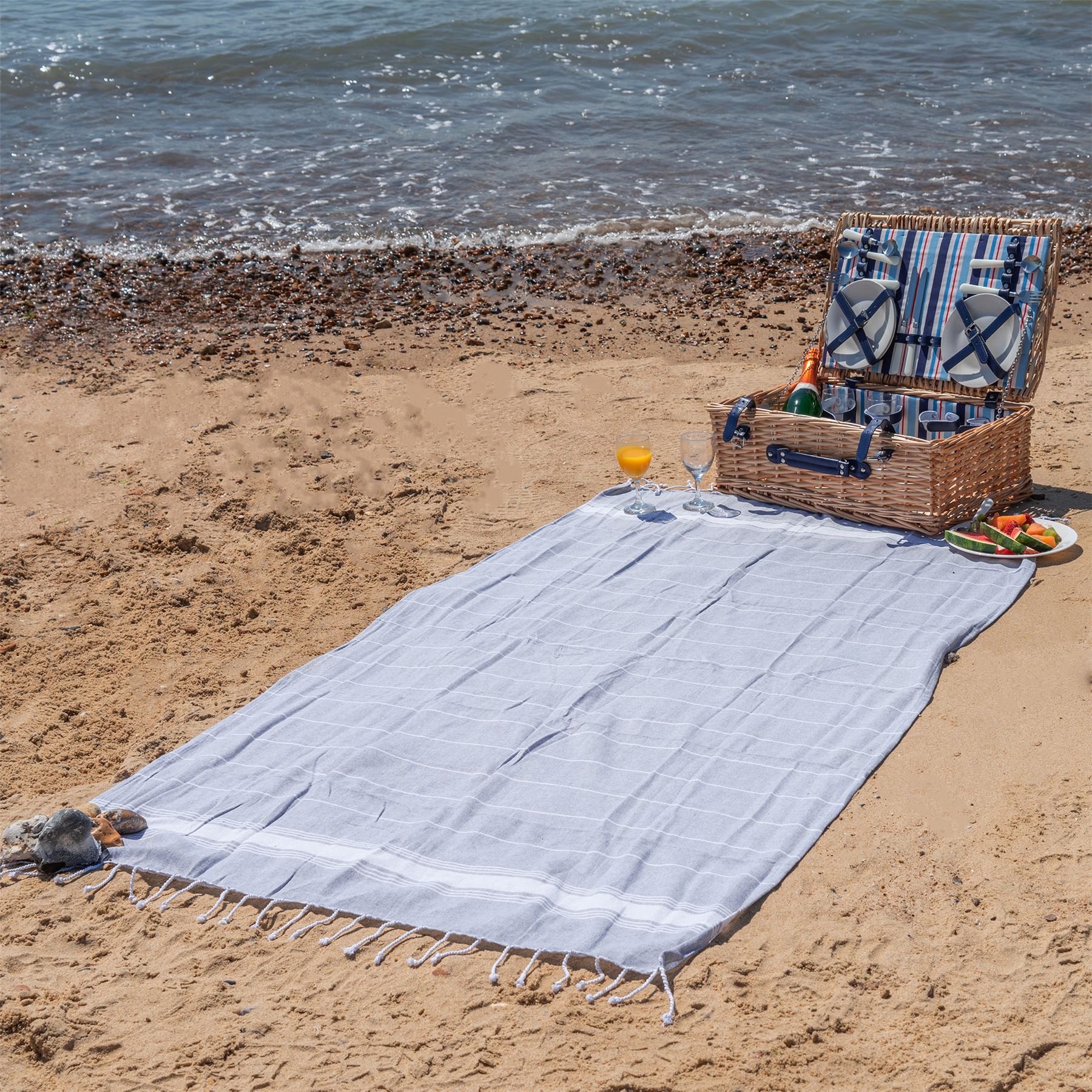 Toalla de baño turca 100 % algodón a rayas hammam de playa ligero grande 170 x 90 cm - Imagen 62 de 115