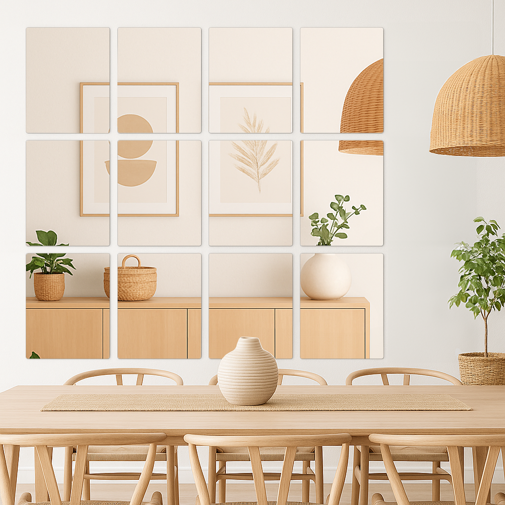 Self Adhesive Glass Wall Mirror 30 x 40cm Home Decor Bathroom Sticker Tiles